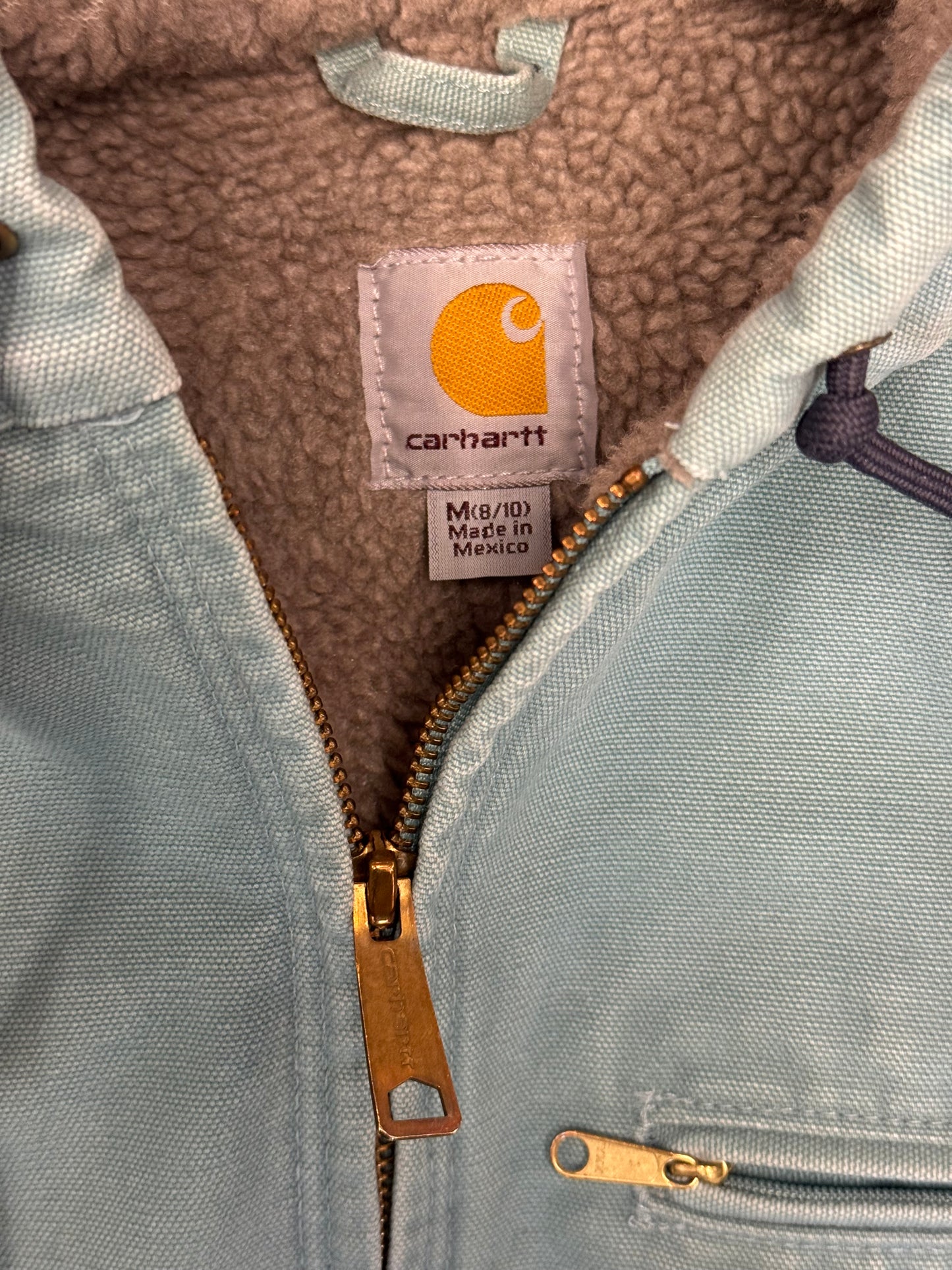 2000'S YOUTH CARHARTT FLEECE-LINED HOODED CANVAS WORK JACKET (WJ141454)