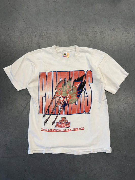 1993 NHL FLORIDA PANTHERS THE NEWEST SLICE ON ICE HOCKEY TEE (FOTL TAG)