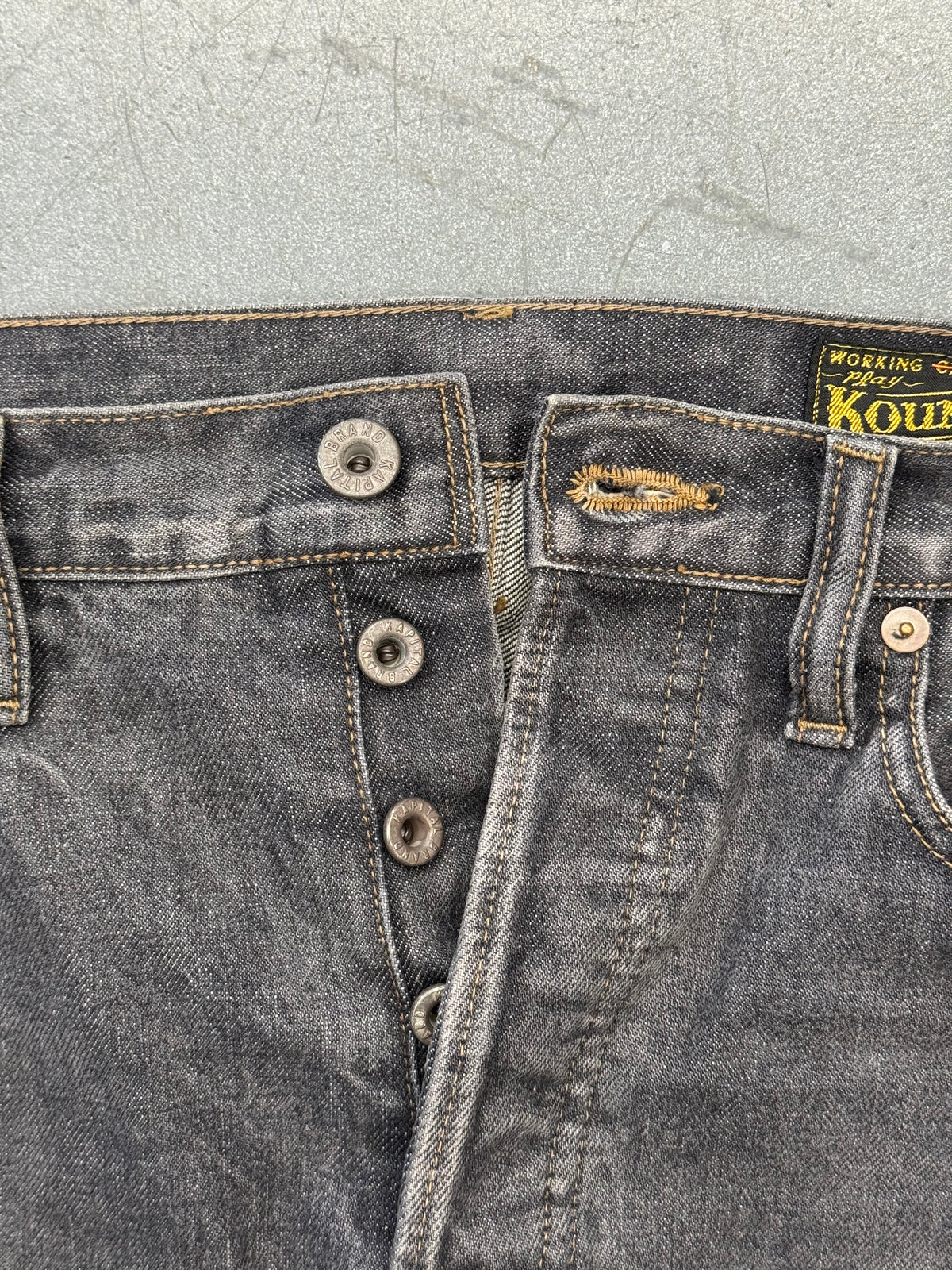 KAPITAL 14OZ DENIM 5P MONKEY CISCO GEMSTONE EMBELLISHED JEANS - BLACK