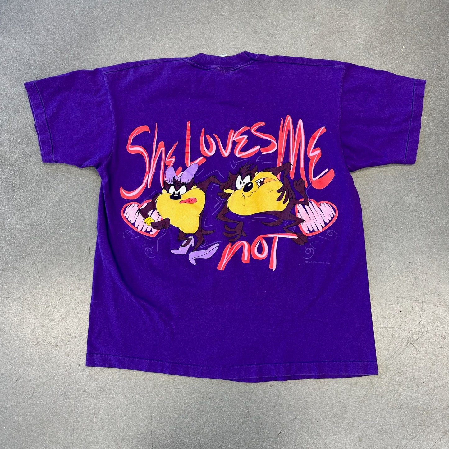 1994 WARNER BROS SHE LOVES ME TAZ AND GIRL TAZ TEE (ARTEX TAG)