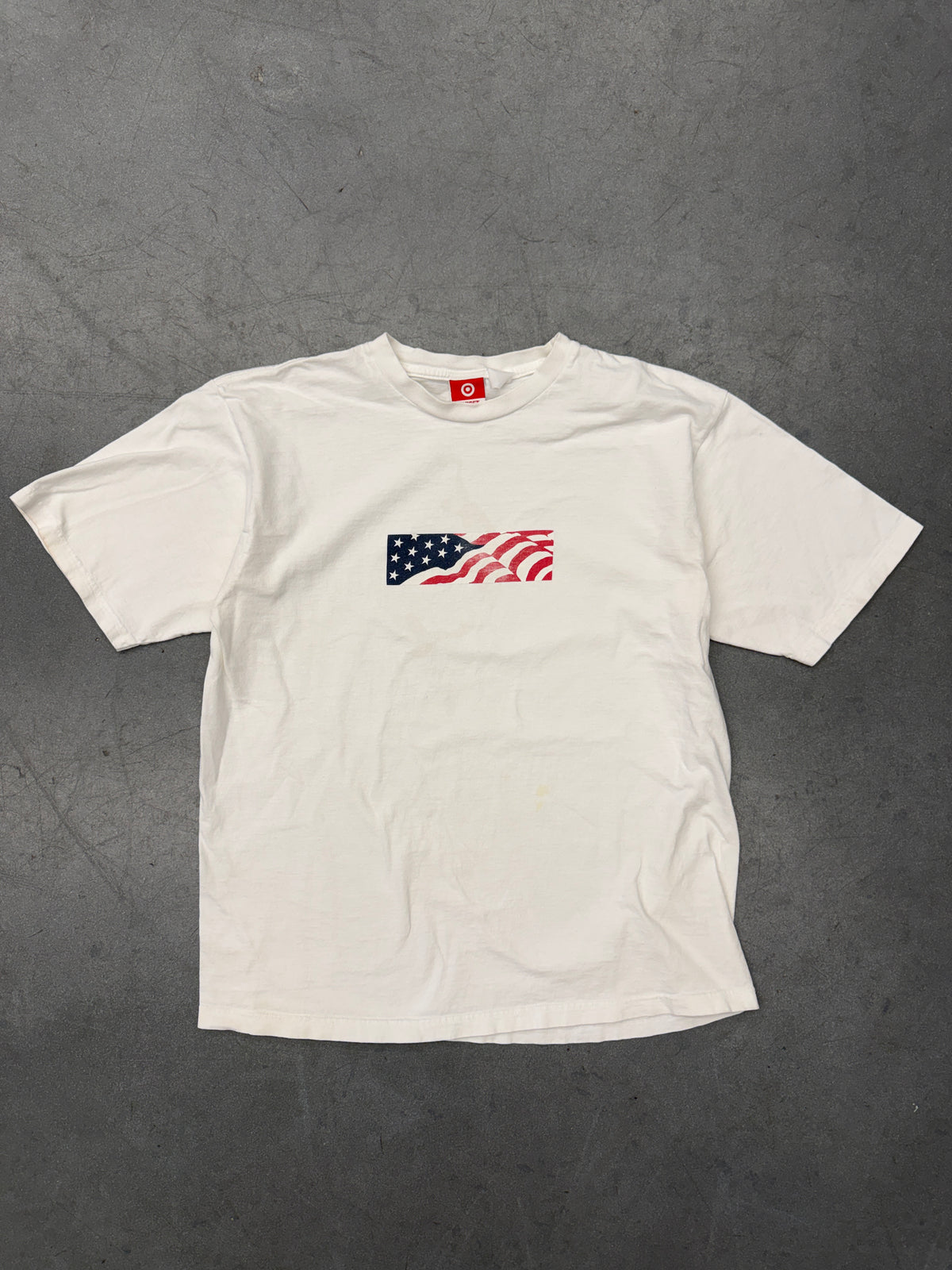 2001 INDEPENDENCE DAY TARGET BOX LOGO AMERICAN FLAG TEE (TARGET TAG)