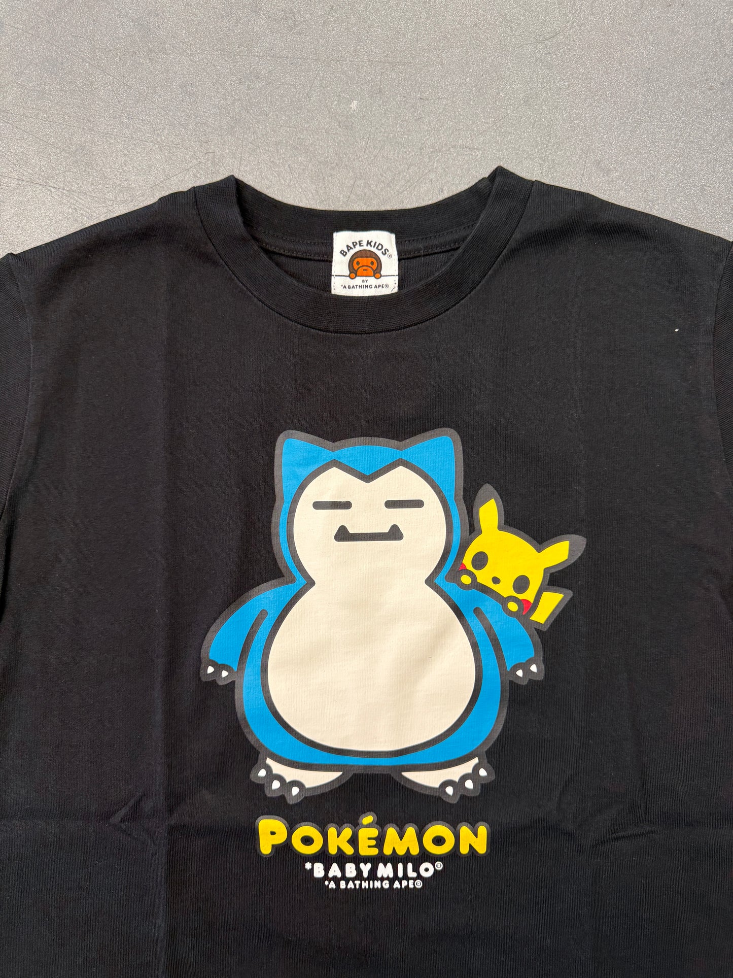 BAPE KIDS SNORLAX AND PIKACHU POKEMON TEE - BLACK