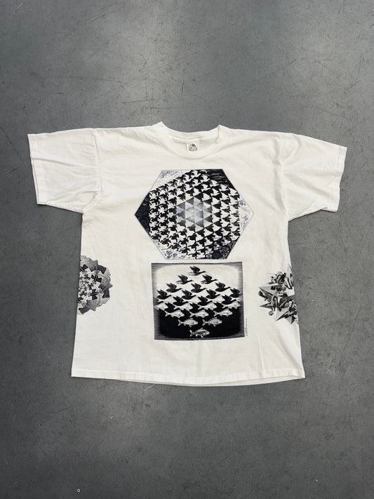 90S M.C. ESCHER MULTI-PRINT WRAP AROUND ART TEE (ANDAZIA TAG)