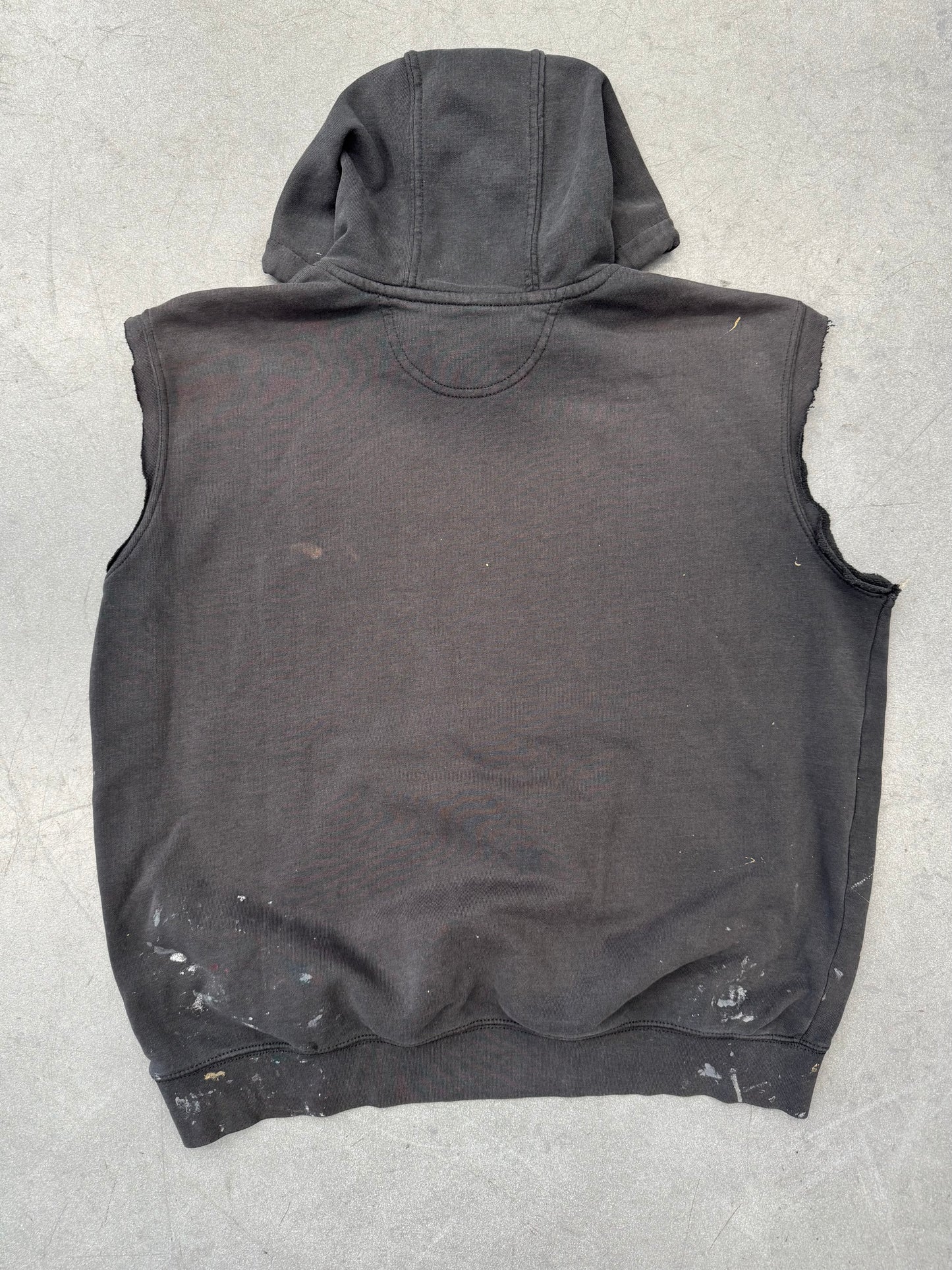 TYRANNY & MUTATION VINTAGE DISTRESSED SLEEVELESS CARHARTT HOODIE - BLACK