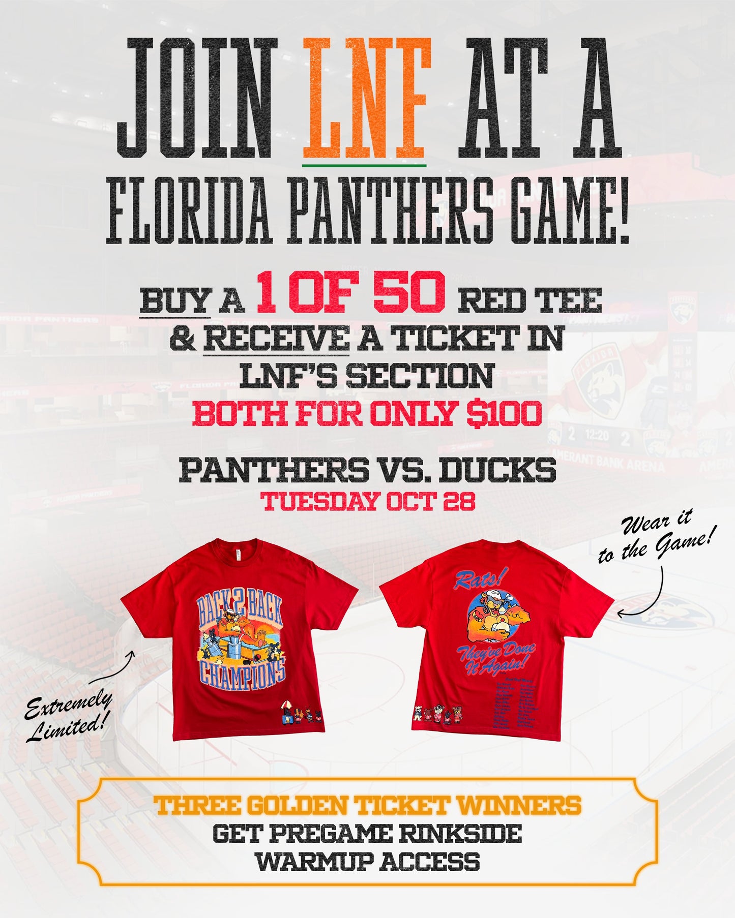 2025 BACK 2 BACK CHAMPIONS RED TEE + TICKET PACKAGE