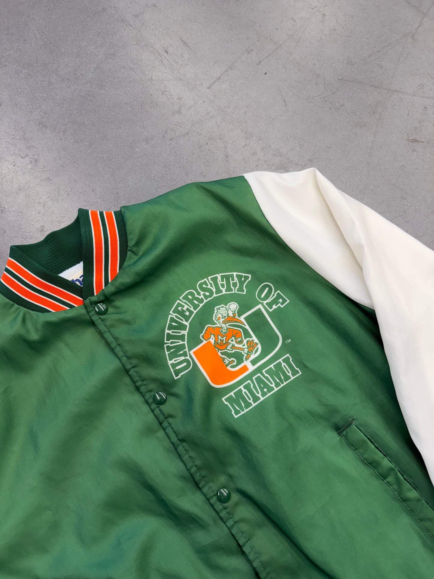 90S UNIVERSITY OF MIAMI HURRICANES FANIMATION CHALK LINE JACKET