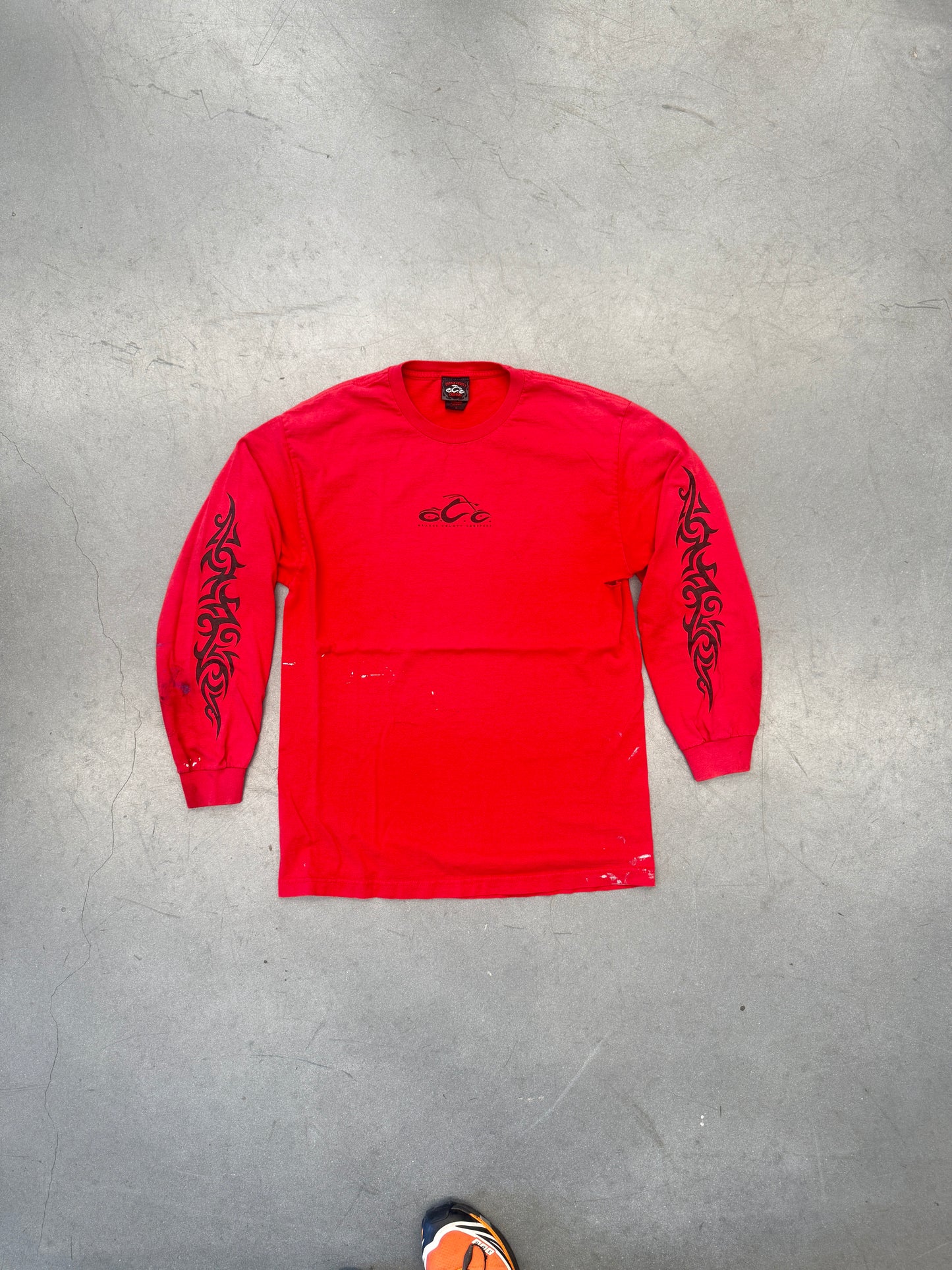 VINTAGE ORANGE COUNTY CHOPPERS TRIBAL LS TEE - RED (DOUBLE TAG)