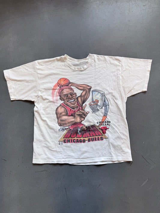 90'S DENNIS RODMAN CHICAGO BULLS BIG HEAD DUNK TEE (PULLED TAG)