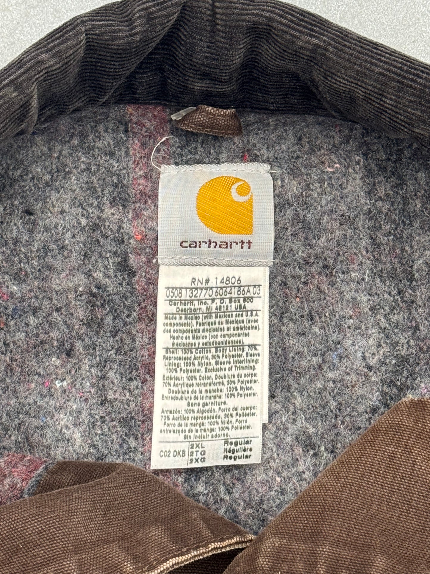 VINTAGE CARHARTT BLANKET LINED CANVAS CHORE WORK JACKET (C02 DKB)