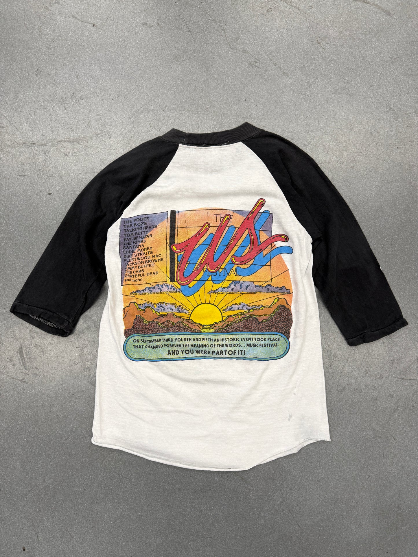1982 THE US FESTVIAL 'UNITE US IN SONG' RAGLAN TEE (100% COTTON TAG)