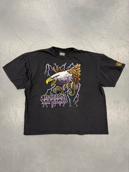 2002 BORN WILD LIGHTNING EAGLE LACONIA BIKE WEEK TEE (THUNDER SPORTSWEAR TAG)