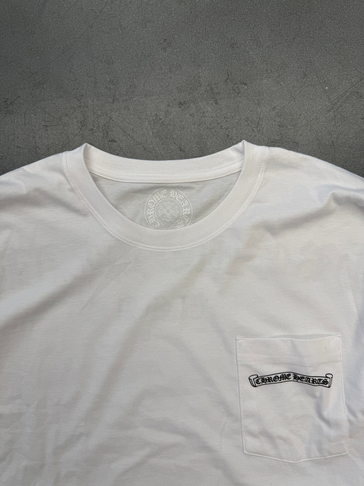 CHROME HEARTS U.S.A. LONG SLEEVE POCKET TEE - WHITE/BLACK