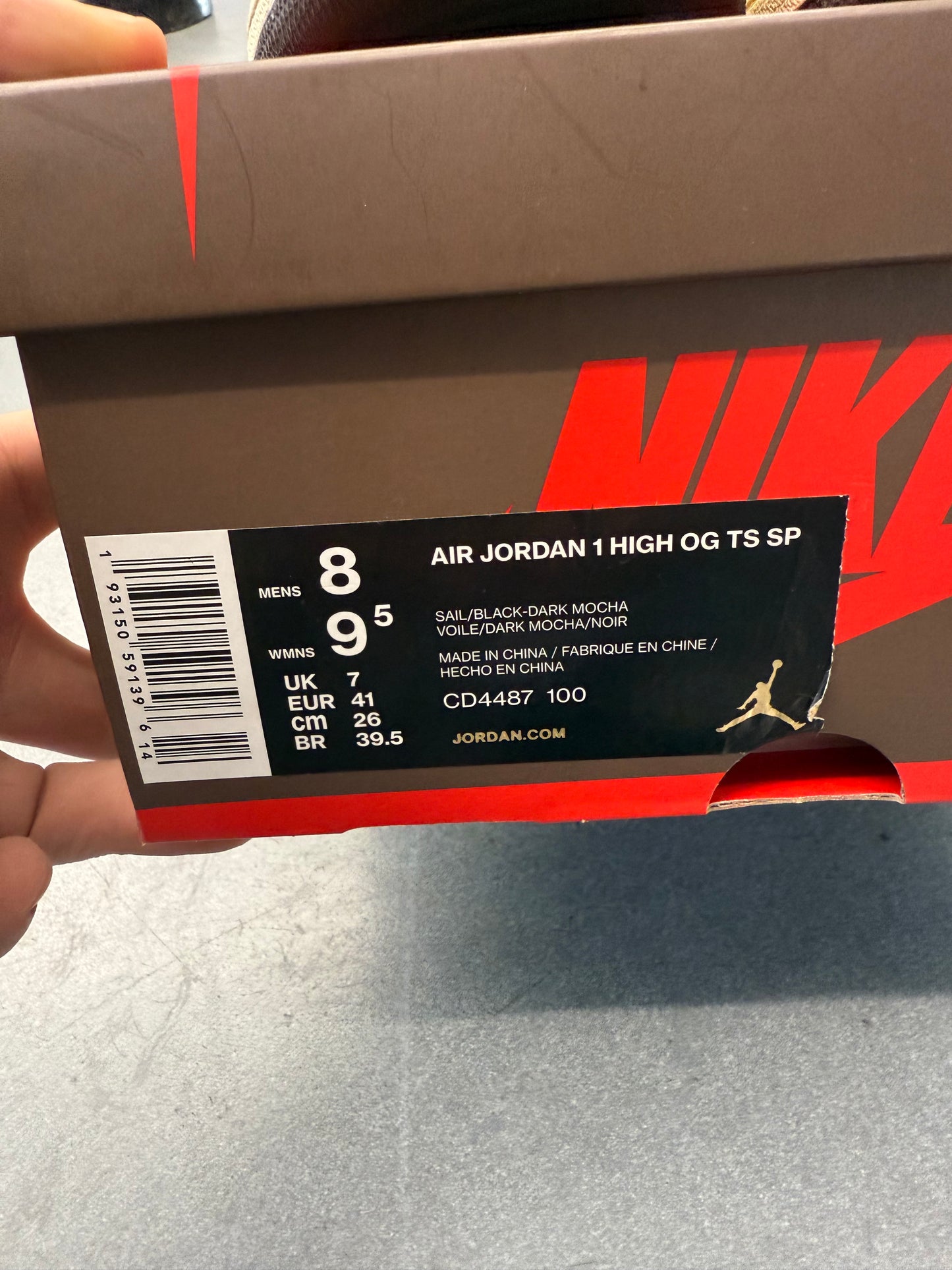 2019 SIZE 8 JORDAN 1 RETRO HIGH OG SP TRAVIS SCOTT MOCHA