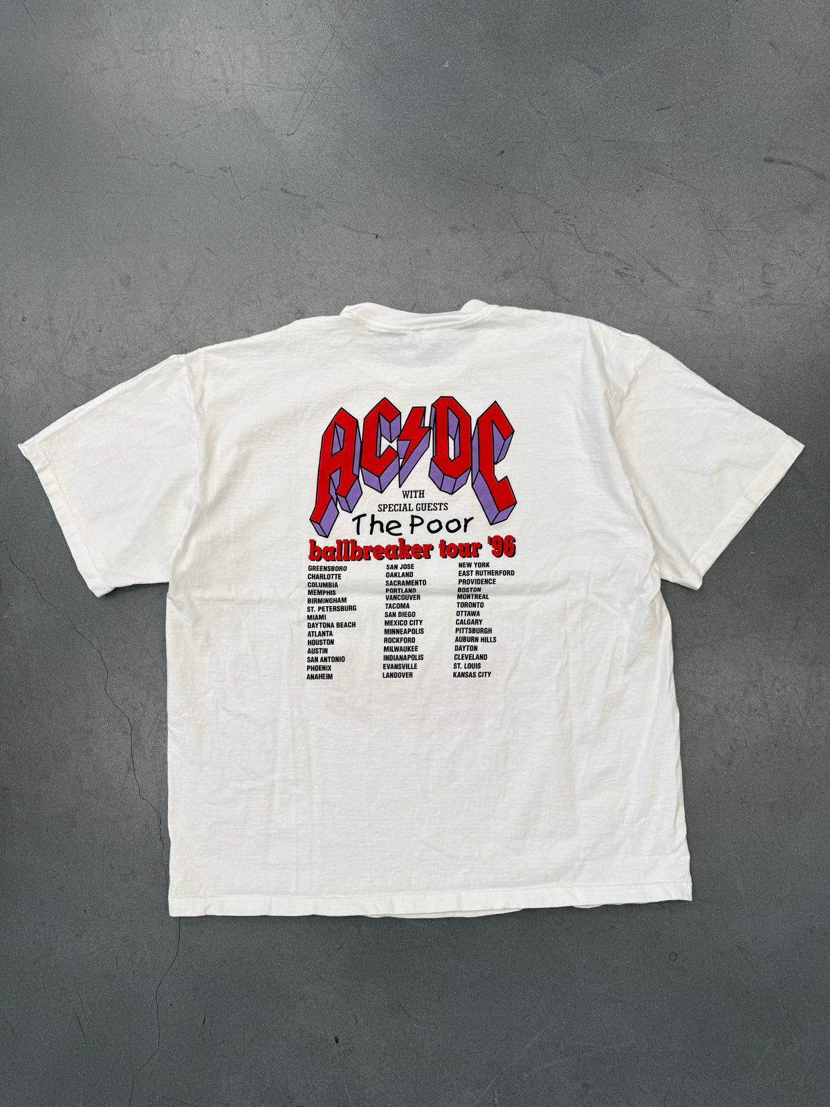 1996 AC/DC BALLBREAKER WORLD TOUR TEE ( RED/WHITE NIKE TAG)