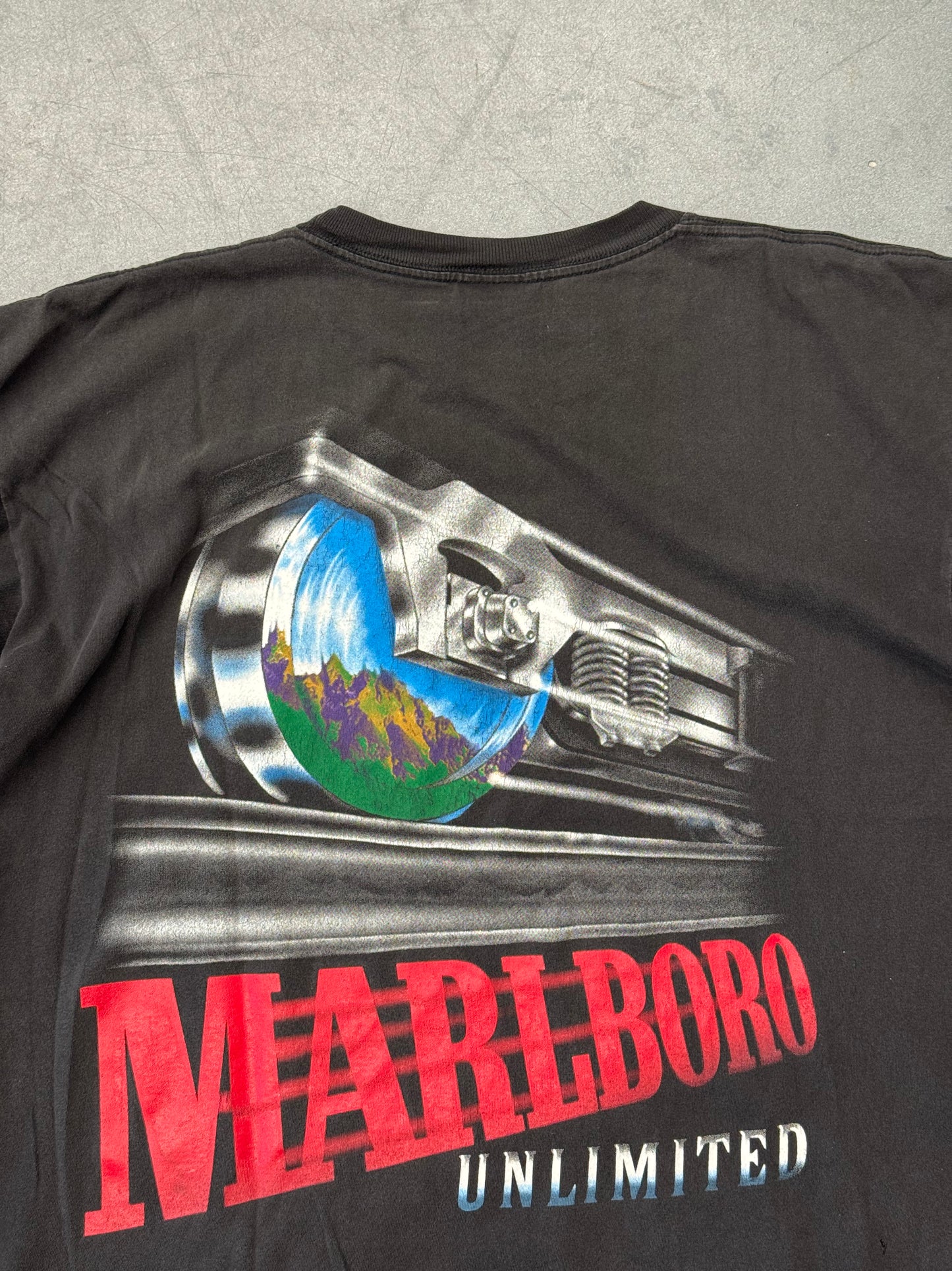 90'S MARLBORO UNLIMITED TRAIN FADED POCKET TEE (MARLBORO UNLIMITED TAG)