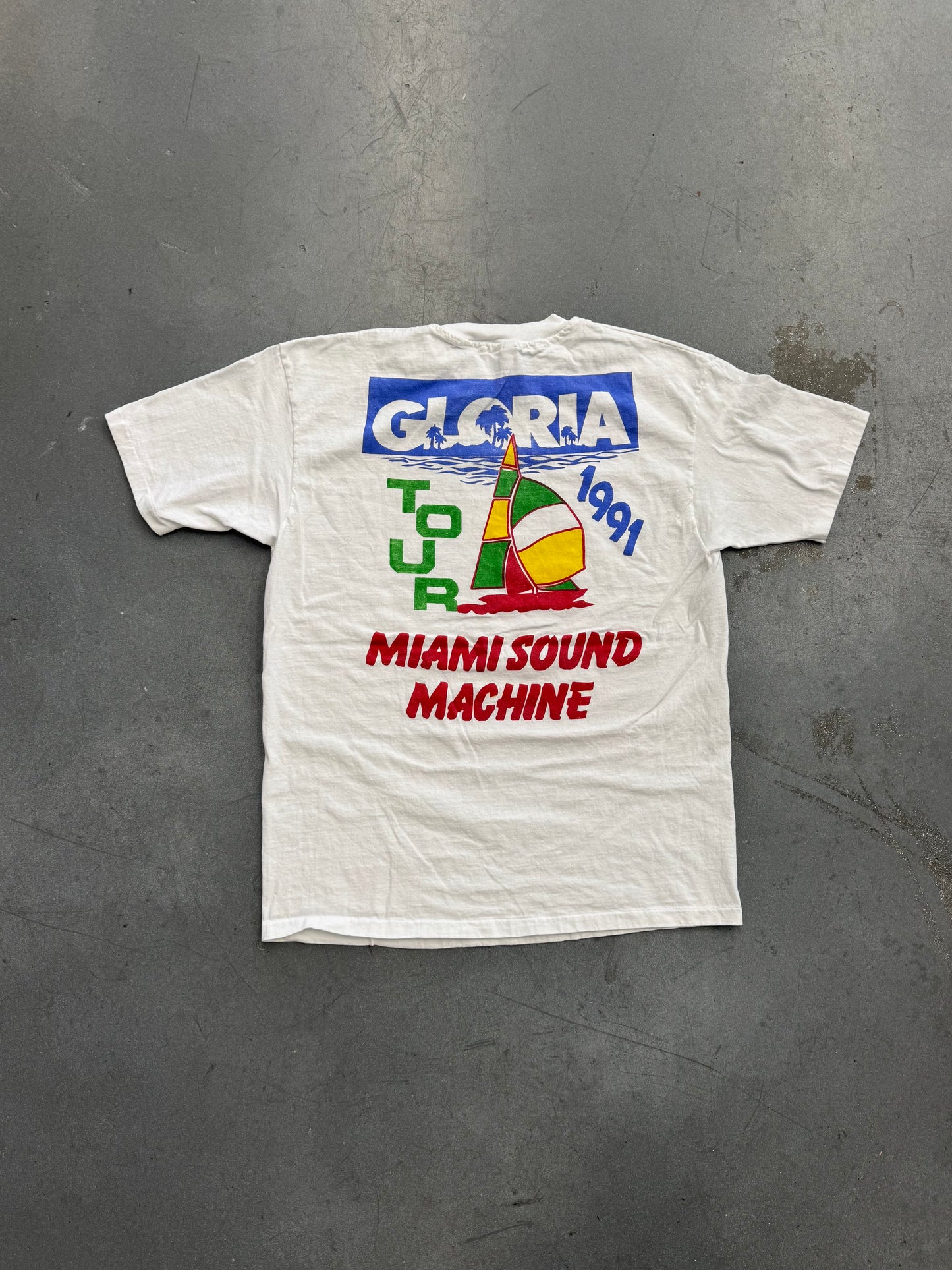 1991 GLORIA ESTEFAN BOOTLEG MIAMI SOUND MACHINE TOUR TEE (HANES TAG)