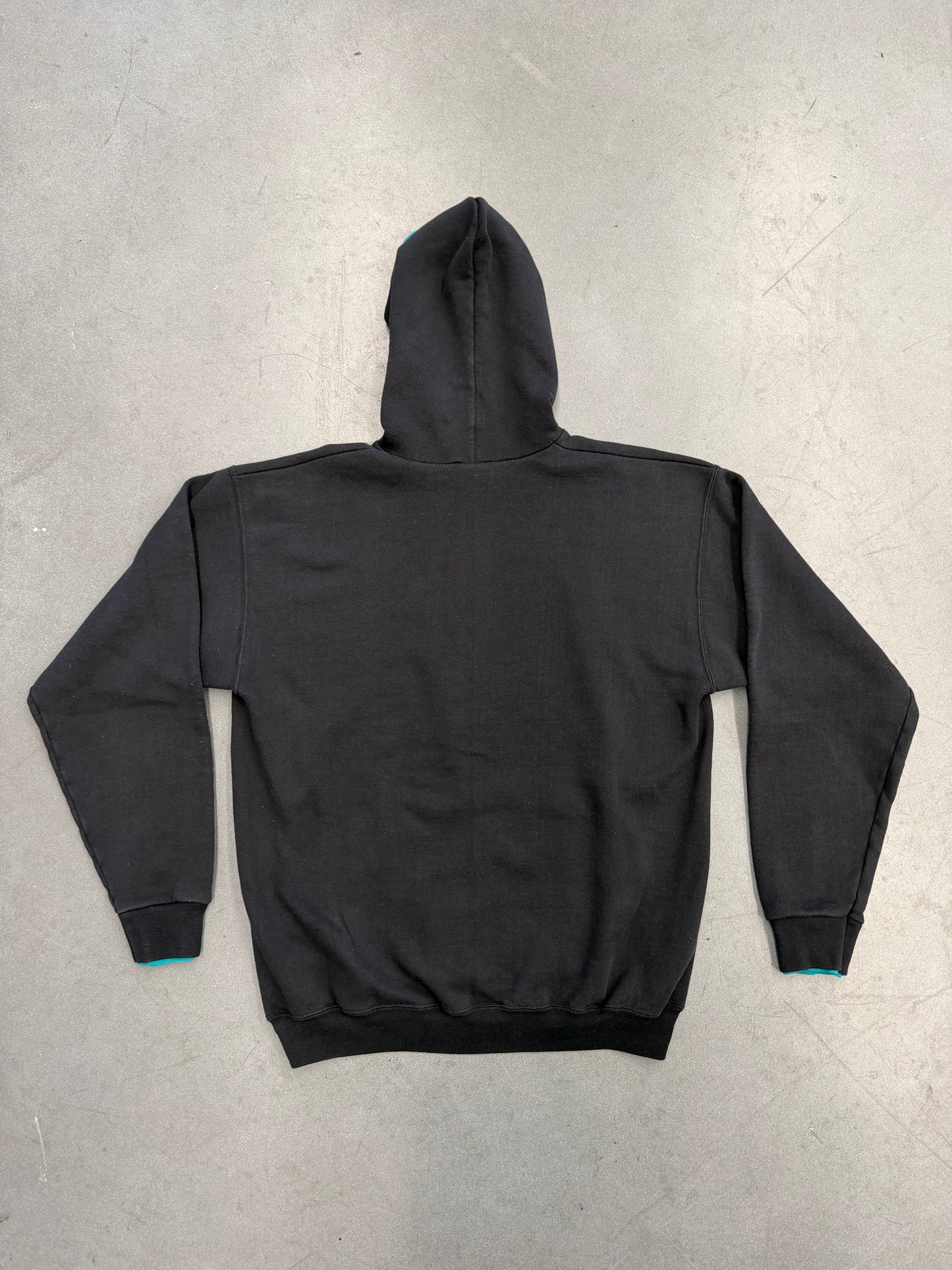 1991 SALEM MIAMI DOLPHINS HELMET SPELLOUT HOODIE (FRONT ROW TAG)