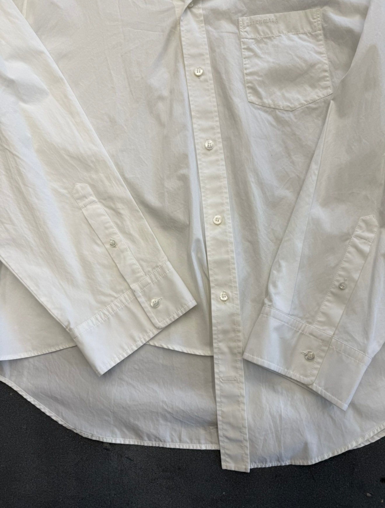 BALENCIAGA TWISTED WHITE POPLIN BUTTON UP SHIRT XS NWT