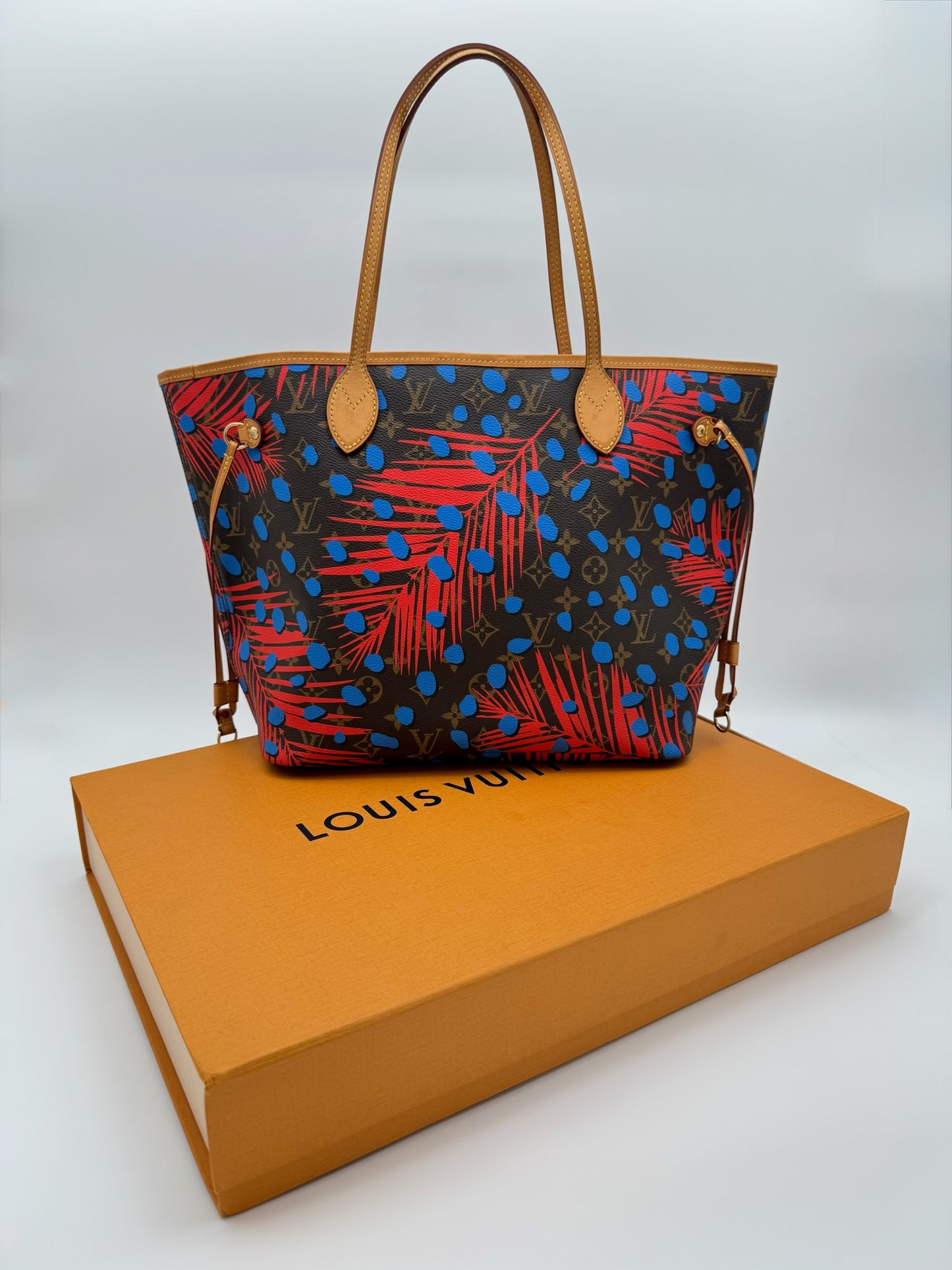 2016 LOUIS VUITTON NEO NEVERFULL TOTE MONOGRAM PALM SPRINGS JUNGLE DOTS