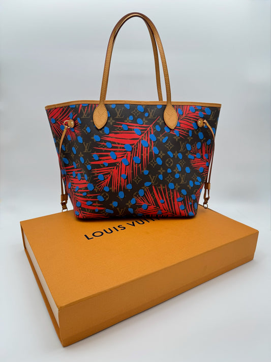 2016 LOUIS VUITTON NEO NEVERFULL TOTE MONOGRAM PALM SPRINGS JUNGLE DOTS