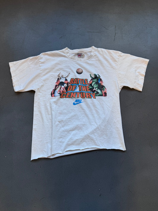 90'S NIKE CHARLES BARKLEY GODZILLA BATTLE OF THE CENTURY CROPPED TEE (GREY NIKE TAG)