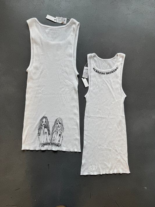 CHROME HEARTS MAYUMI RIB TANK TOP - WHITE (M) (NEW)