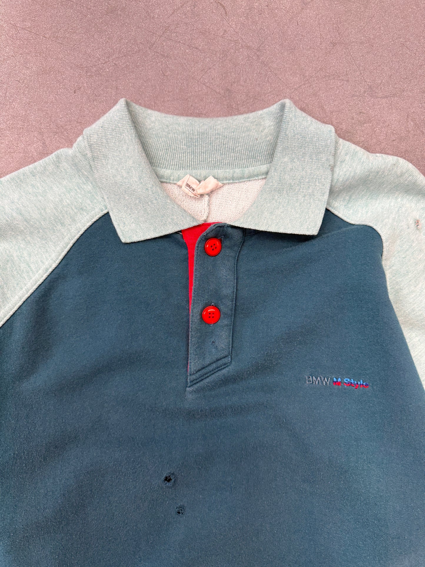 90'S BMW M STYLE "DRIVE AND THINK" EMBROIDERED LOGO BUTTONED LS SHIRT