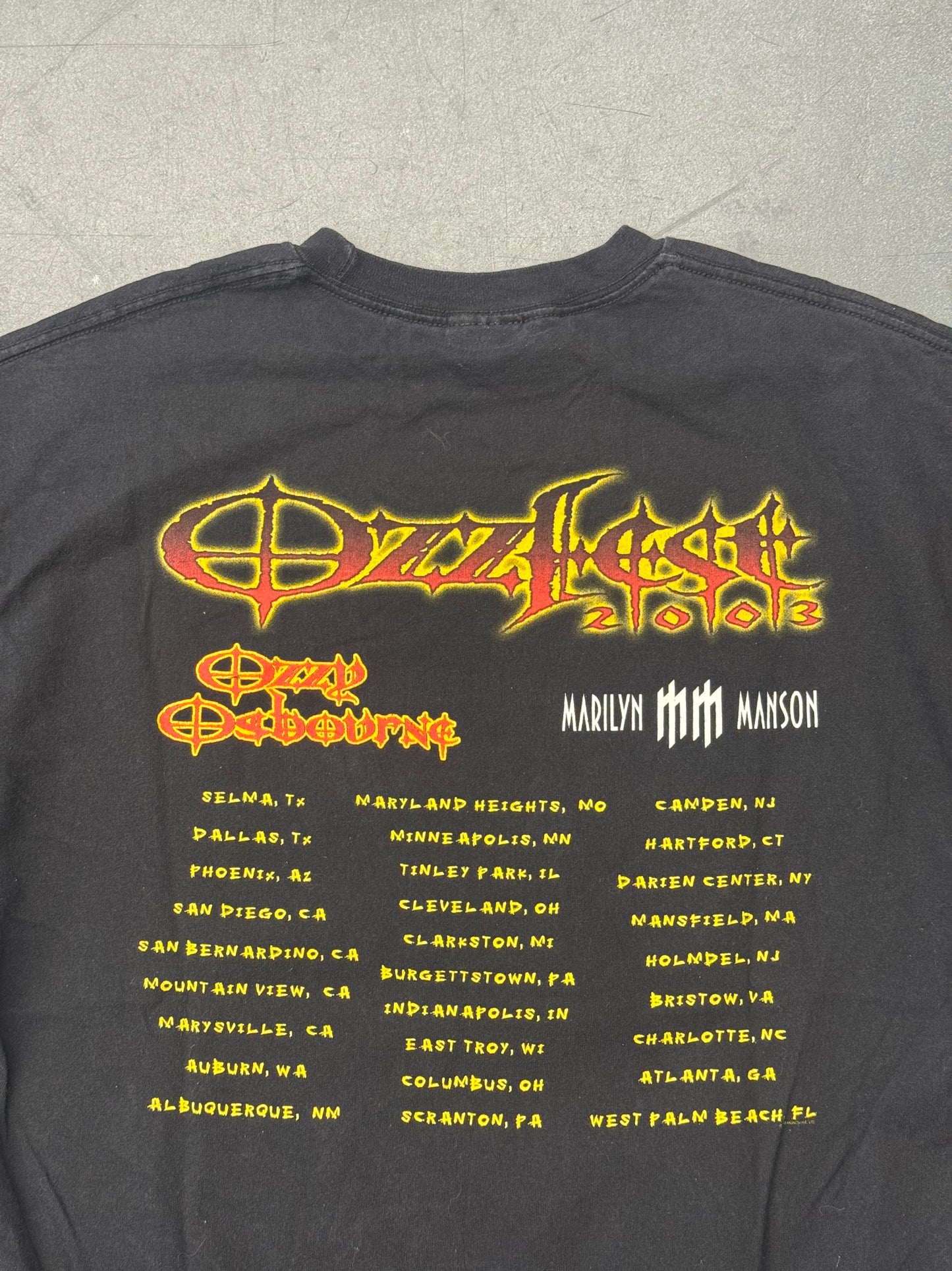 2003 OZZFEST OZZY OSBOURNE MARILYN MANSON TEE (TENNESSEE RIVER TAG)