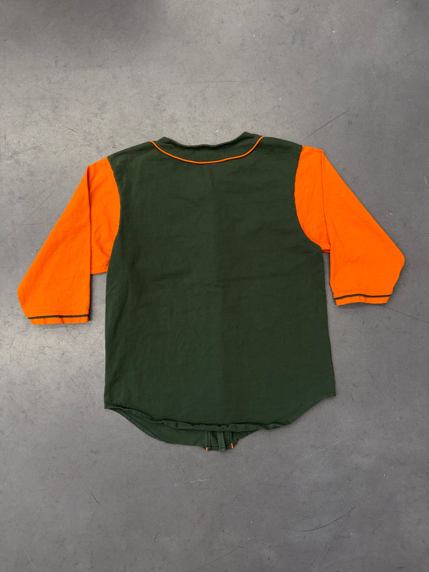 90S MIAMI HURRICANES BUTTON UP COTTON BASEBALL JERSEY (FRONT ROW TAG)