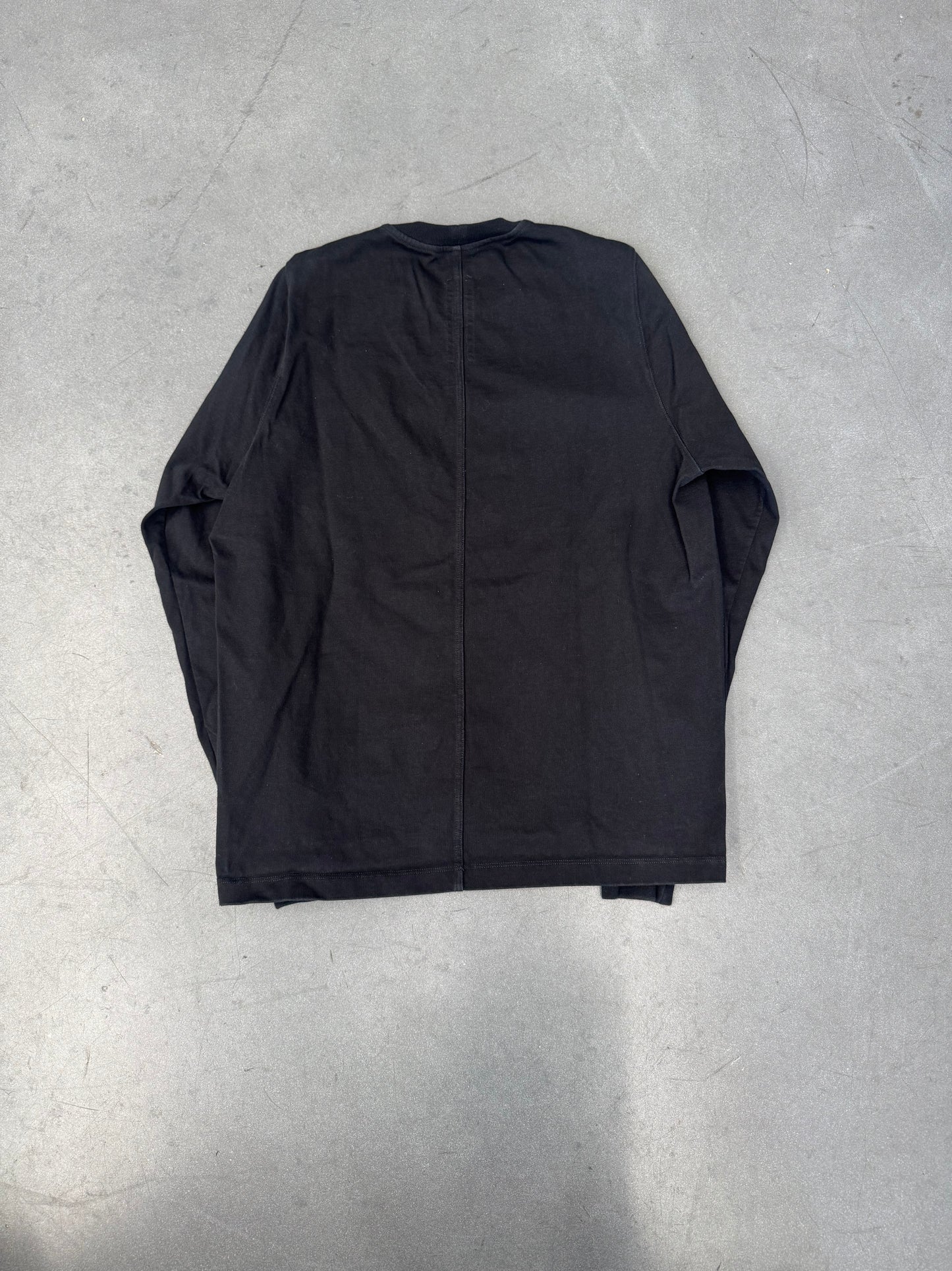 RICK OWENS BASIC BLACK THICK LONGSLEEVE SPLIT BACK