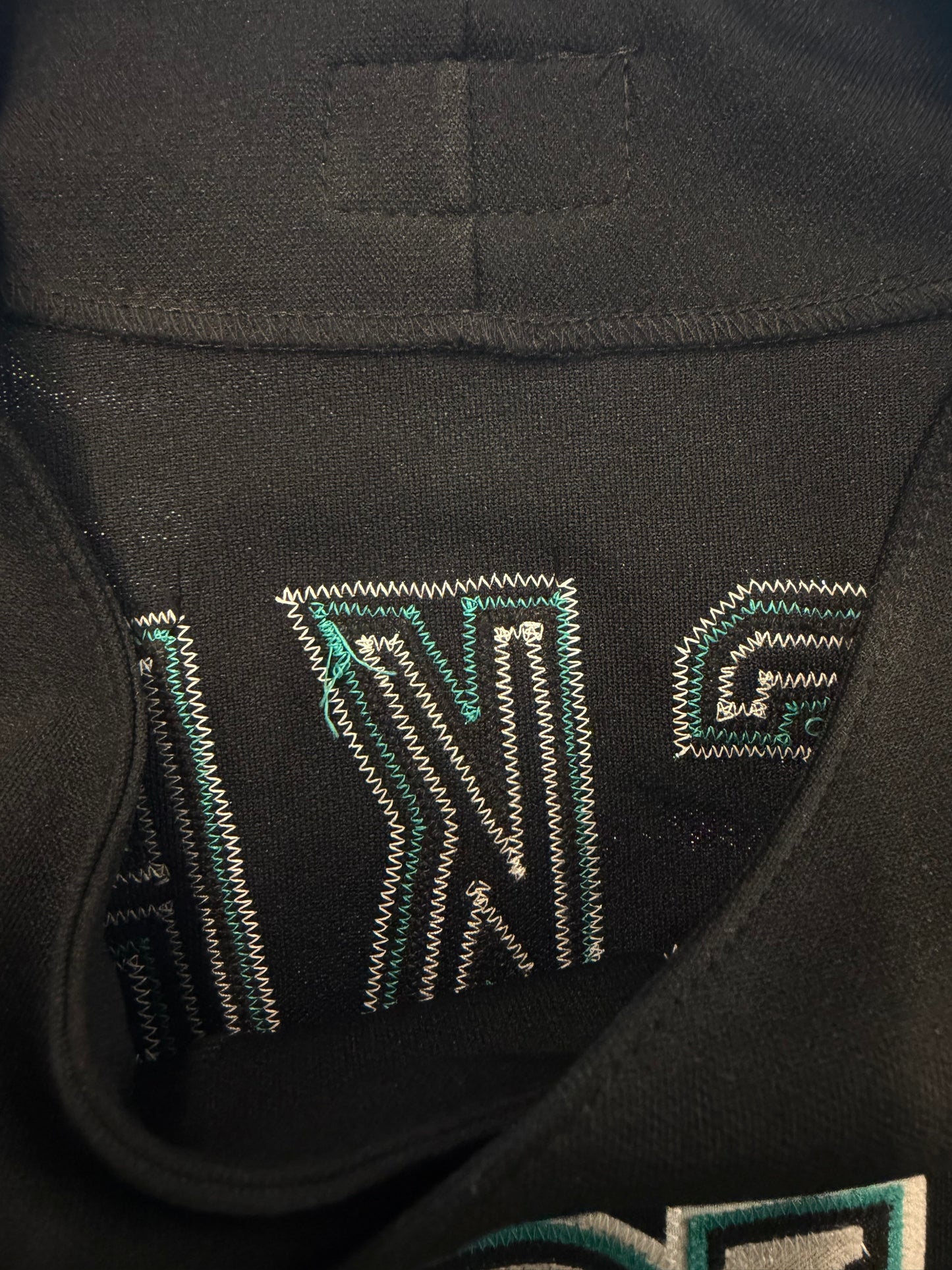 2007 MAJESTIC FLORIDA MARLINS TENTH ANNIVERSARY WORLD SERIES CHAMPIONS BECKETT #21 BUTTON UP JERSEY