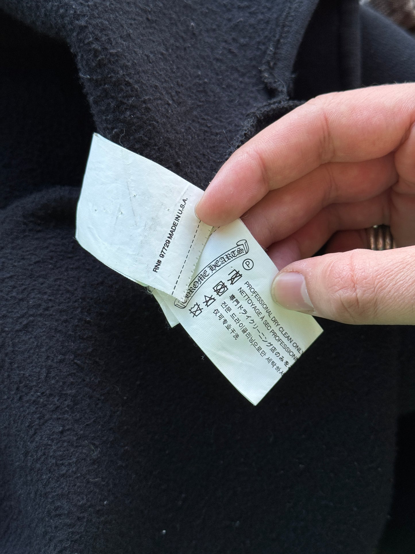 CHROME HEARTS LEATHER SLEEVE Y NOT HOODIE - BLACK (S)