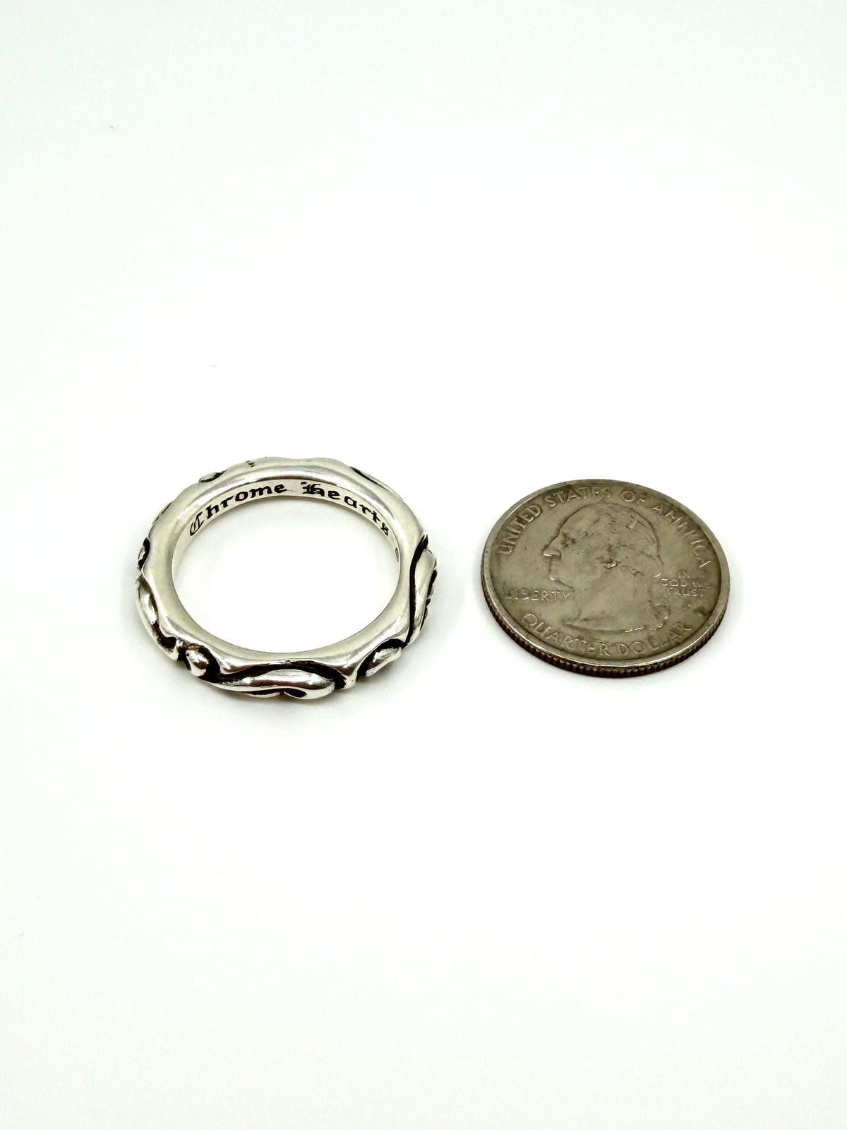 CHROME HEARTS SCROLL BAND SILVER RING