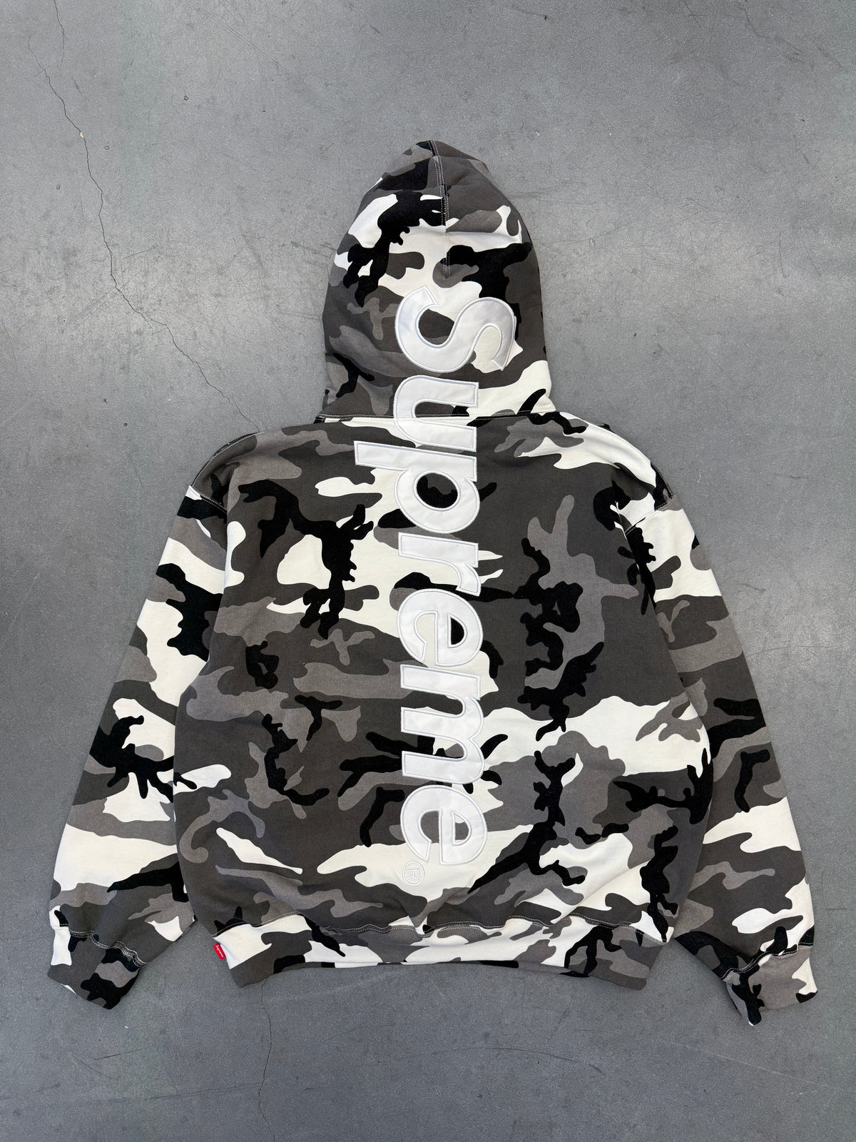 SS26 SUPREME SATIN APPLIQUE HOODED SWEATSHIRT - SNOW CAMO