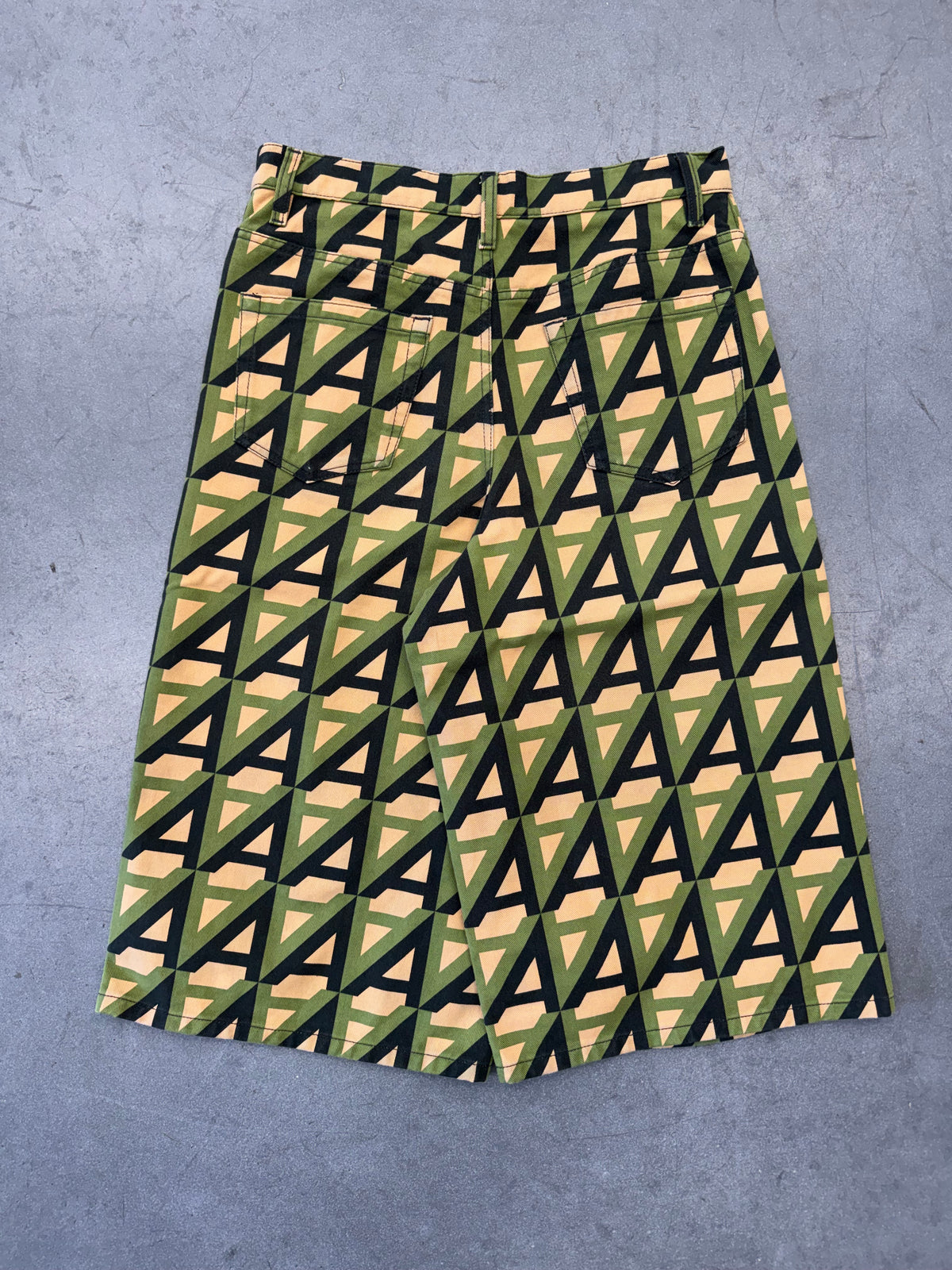 DRIES VAN NOTEN GEOMETRIC PRINT COTTON DENIM BERMUDA SHORTS