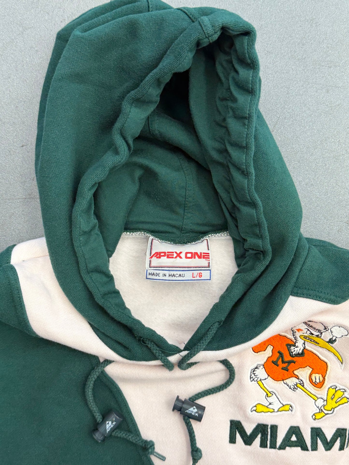 90S UNIVERSITY OF MIAMI APEX COLOR BLOCK HOODIE (APEX ONE)