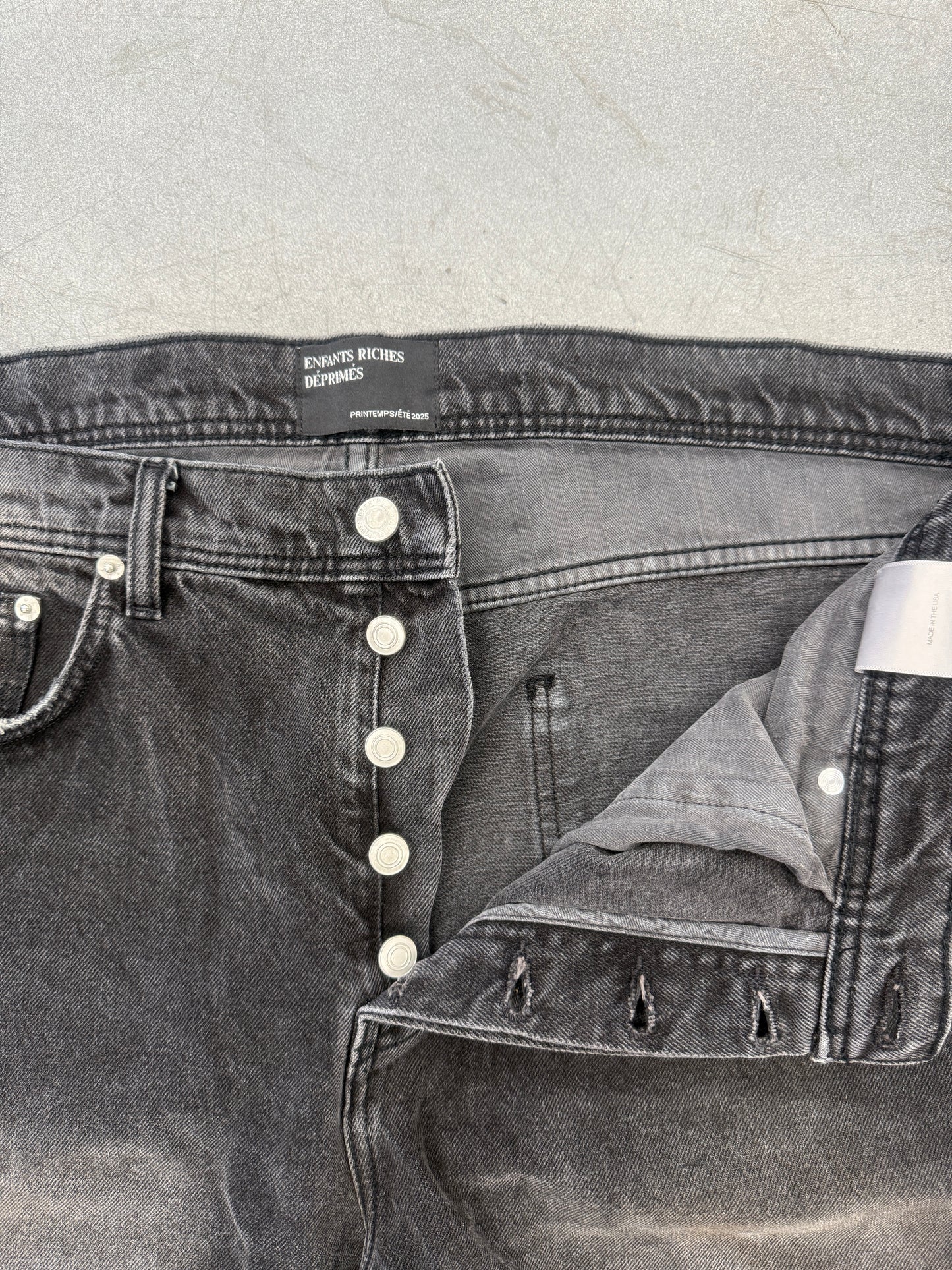 2025 ENFANTS RICHES DEPRIMES DISTRESSED BAGGY FLARED JEANS - BLACK