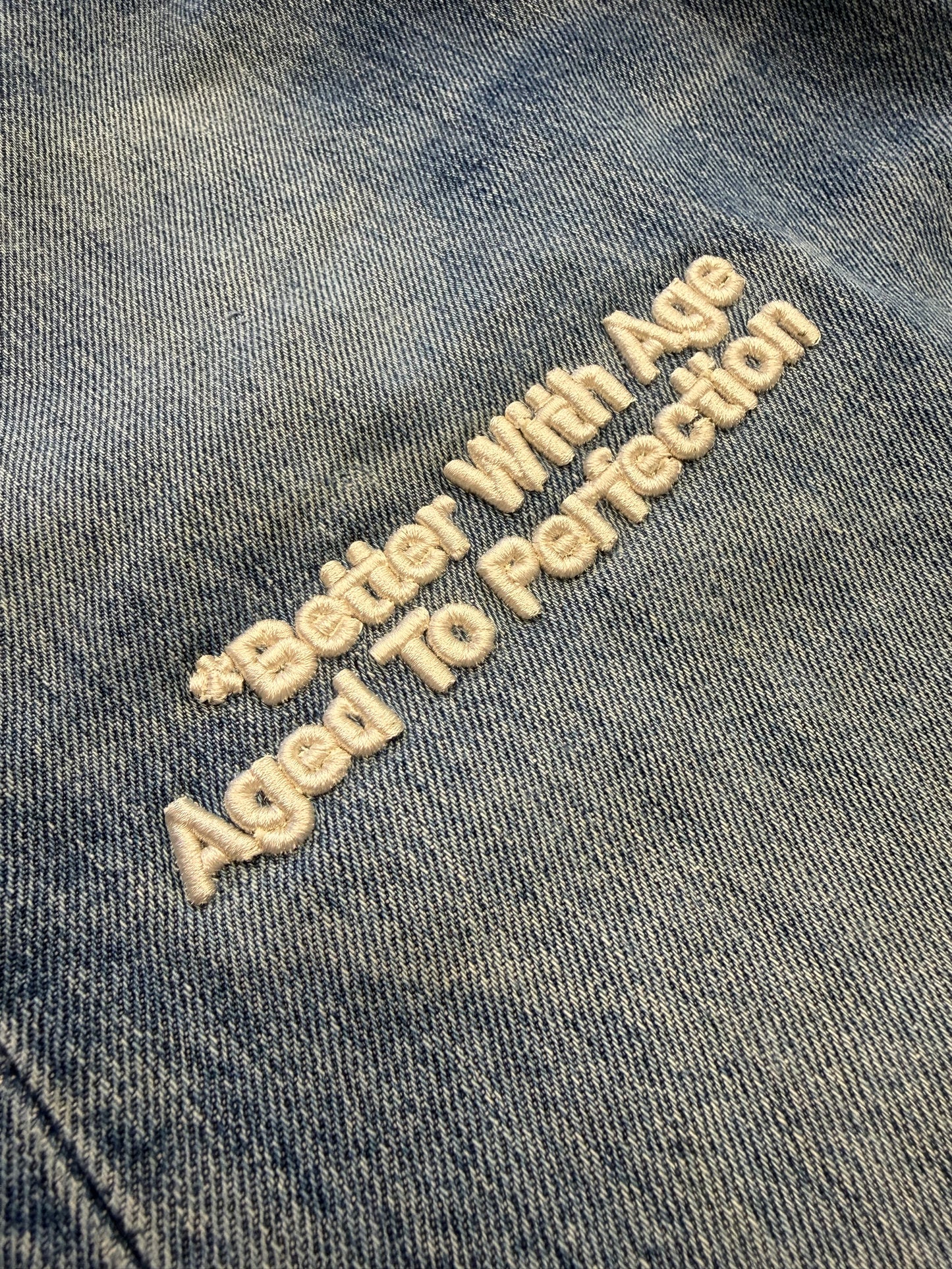 BETTER WITH AGE SHAM HAND-BEADED DOUBLE-WIDE DENIM