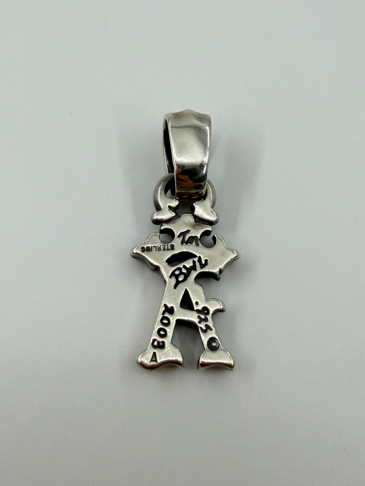BILL WALL LEATHER BWL "A" CROWN SILVER PENDANT W/ DIAMOND