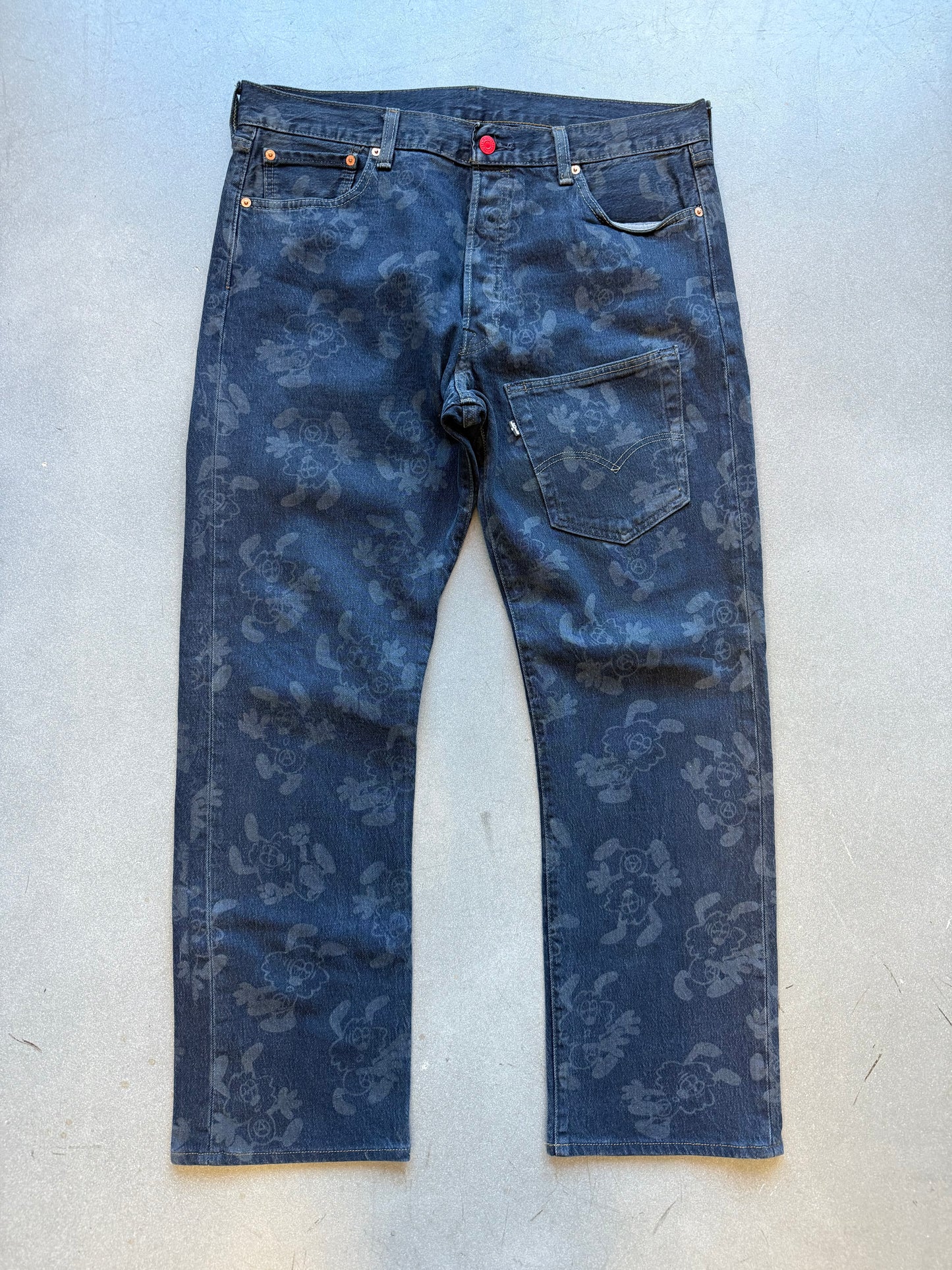 LEVI'S X VERDY CUSTOM ART BASEL JEANS RED BACK TAB