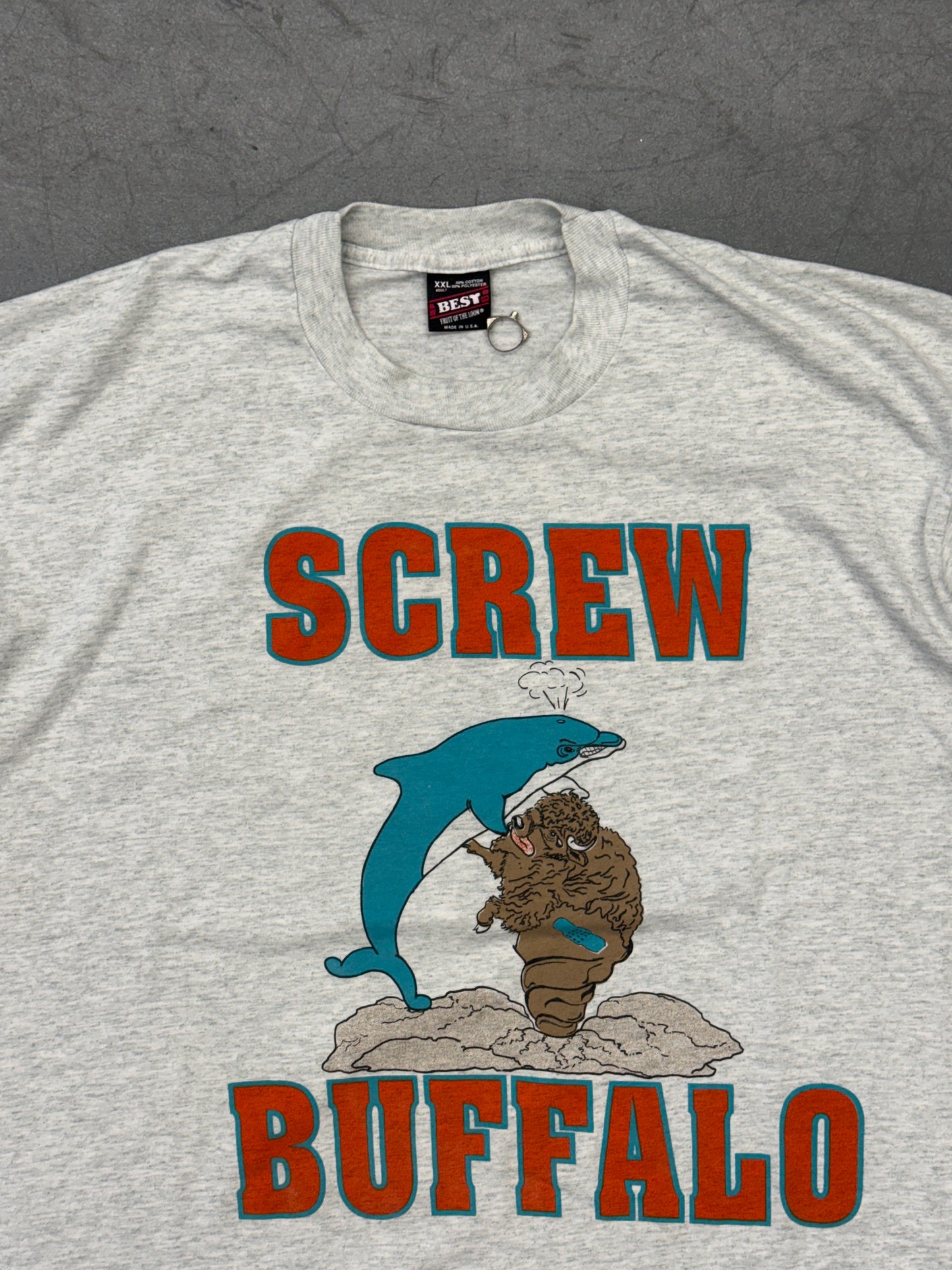 90S MIAMI DOLPHINS "SCREW BUFFALO... AND THEIR FANS TOO!!" TEE (FOTL TAG)