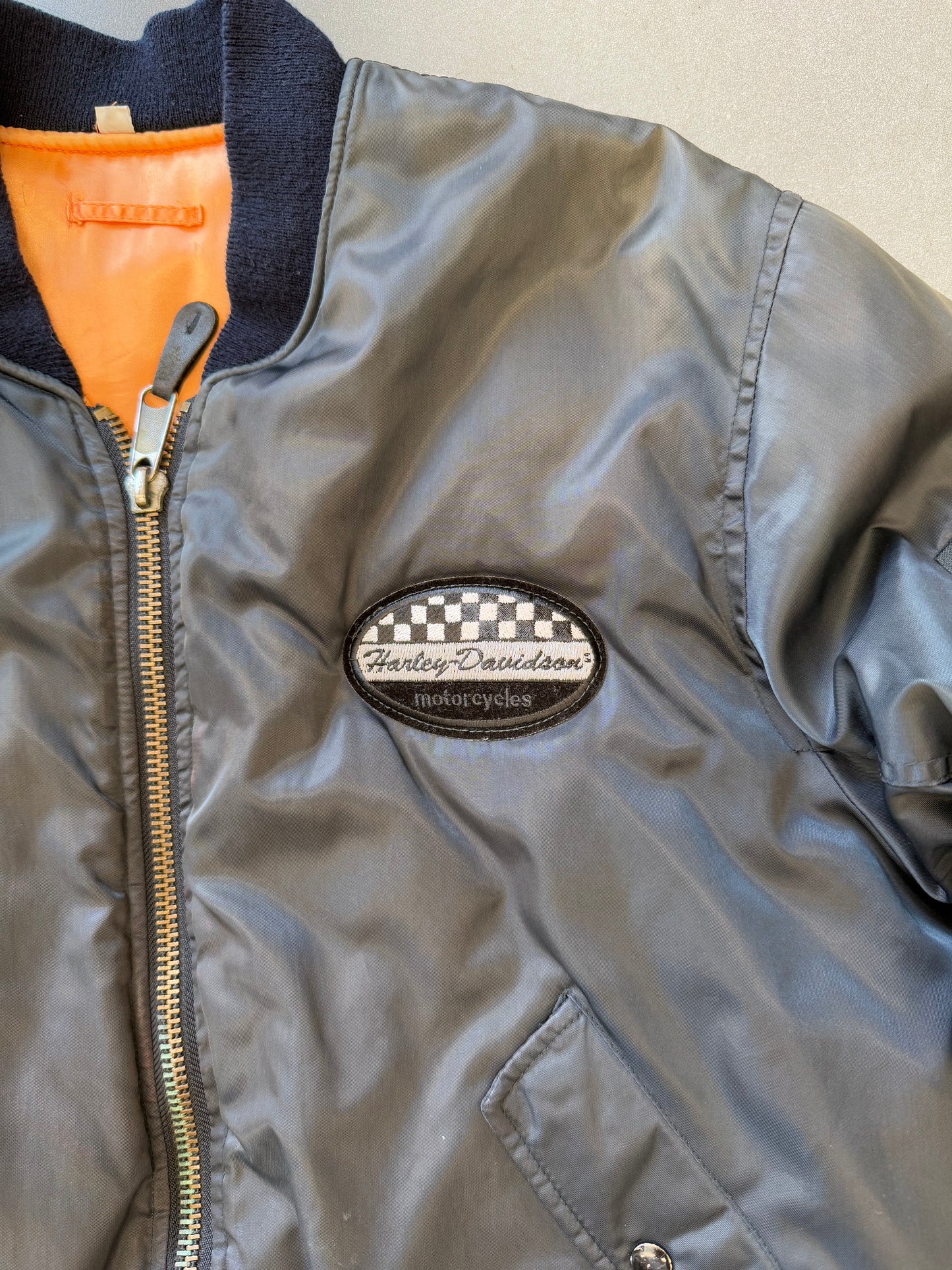 80'S HARLEY-DAVIDSON REVERSIBLE FULL-ZIP FLIGHT BOMBER JACKET