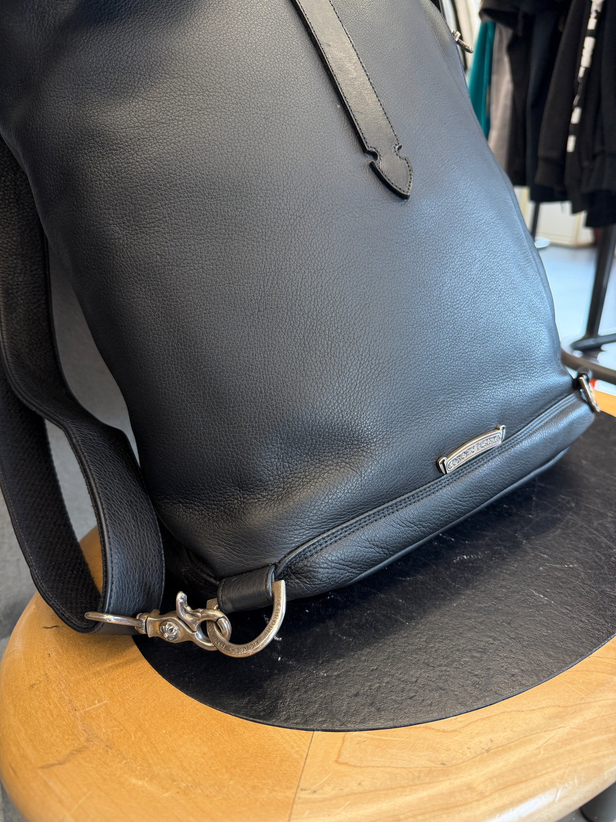 CHROME HEARTS LEATHER BACKPACK + SILVER DETAILS
