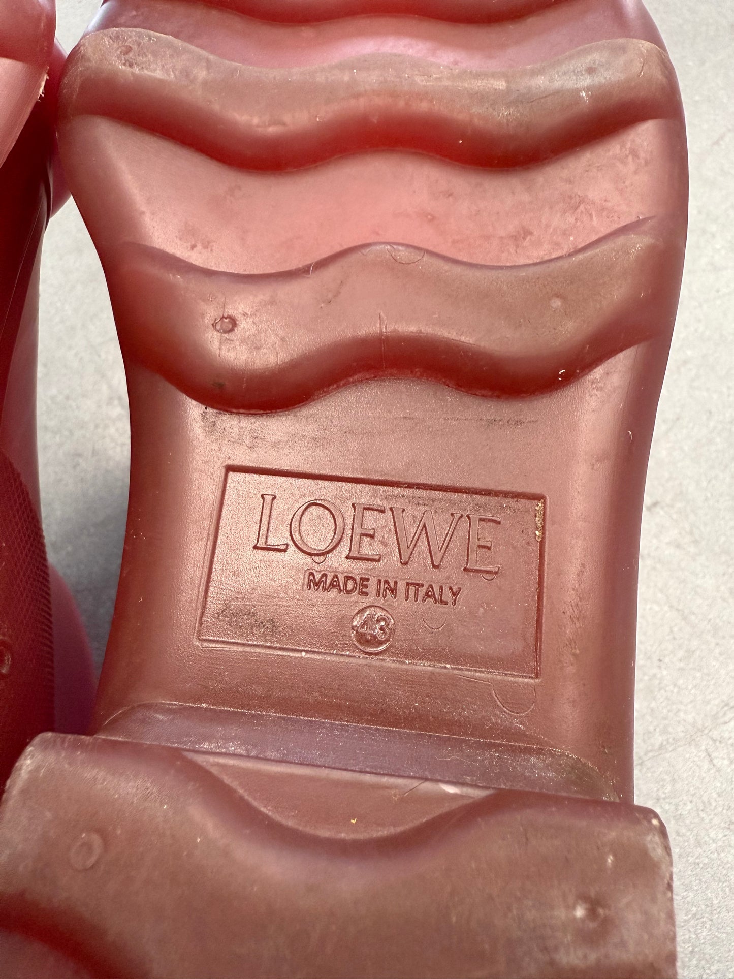 LOEWE SIZE 43 MEN'S MOLDED TRANSPARENT RUBBER BOOT