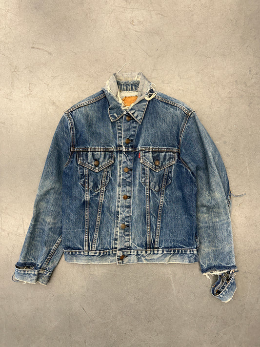 70'S LEVI STRAUSS & CO DISTRESSED COLLAR AND SLEEVES RED TAB DENIM JACKET (WITH TAG)