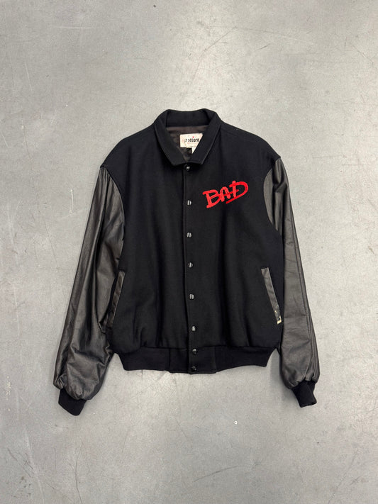1988 MICHAEL JACKSON BAD WORLD TOUR LEATHER/WOOL VARSITY JACKET (LP DESIGNS TAG)