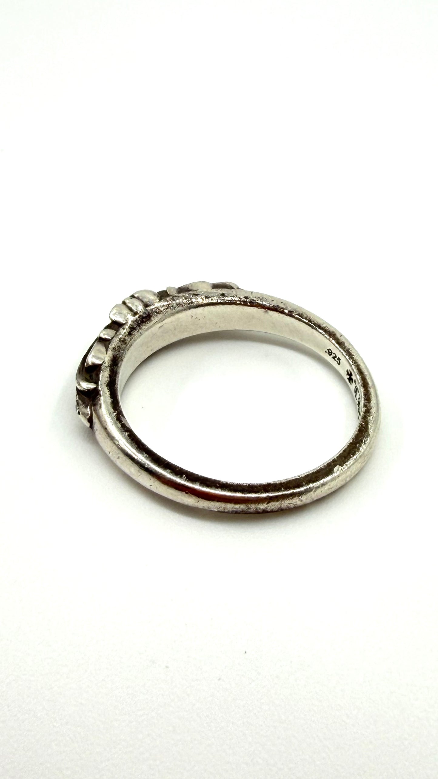CHROME HEARTS SILVER BABY CLASSIC FLORAL DIAMOND RING