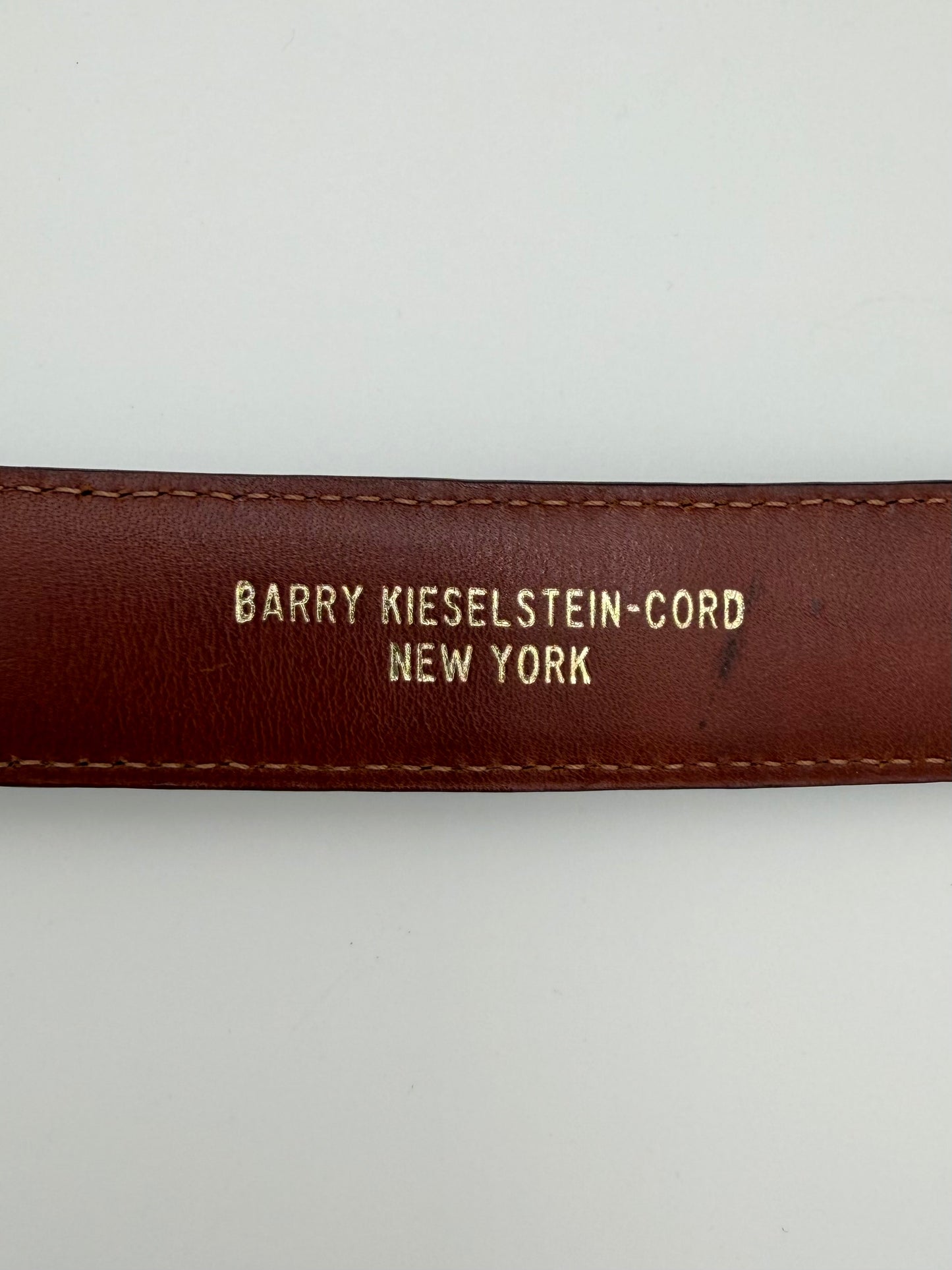 BARRY KIESELSTEIN-CORD STERLING SILVER TOAD BUCKLE BLACK ALLIGATOR BELT