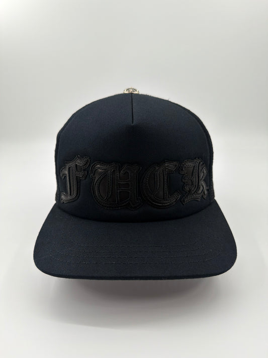 CHROME HEARTS LEATHER FUCK PATCH TRUCKER HAT