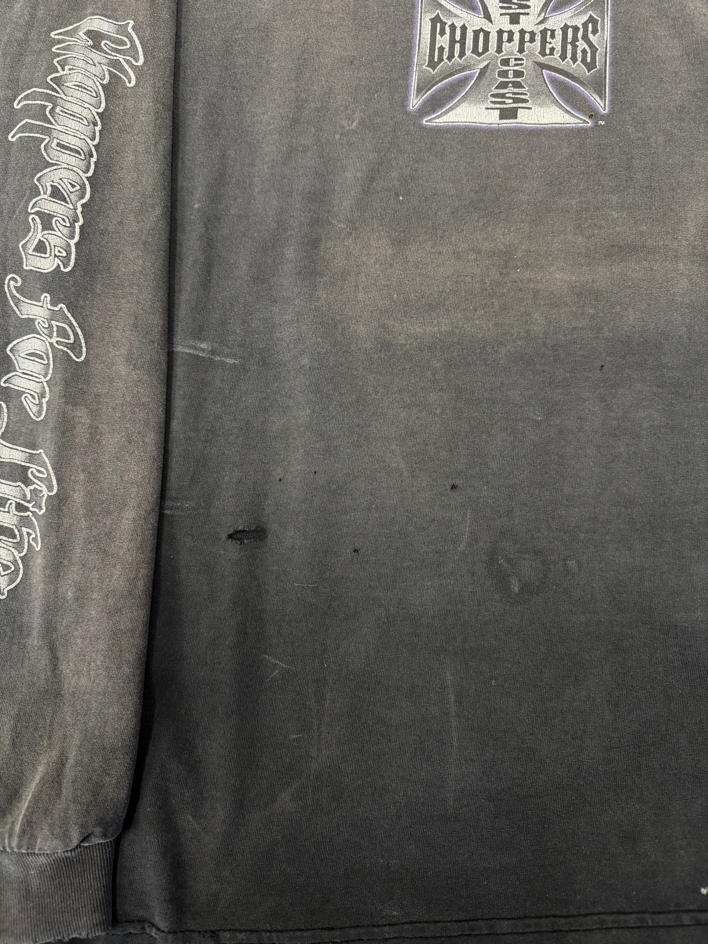 00'S WEST COAST CHOPPERS "CHOPPERS FOR LIFE" SPELLOUT LS DISTRESSED TEE (JESSE WHO TAG)
